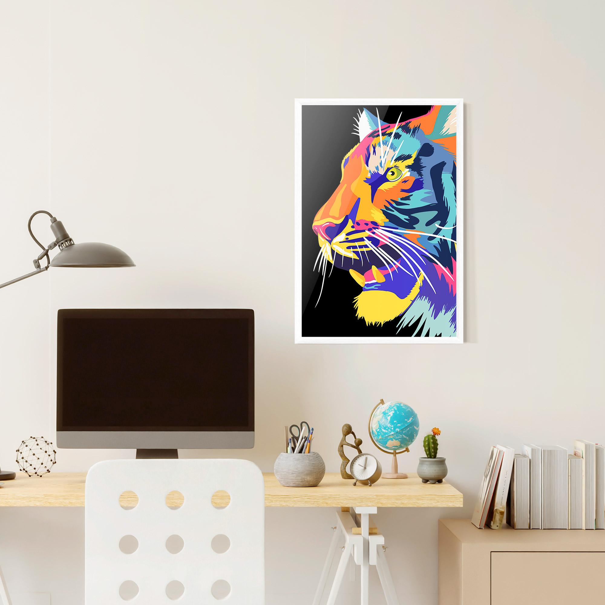 Gerahmte Poster Pretty Colorful Tiger mockup 6