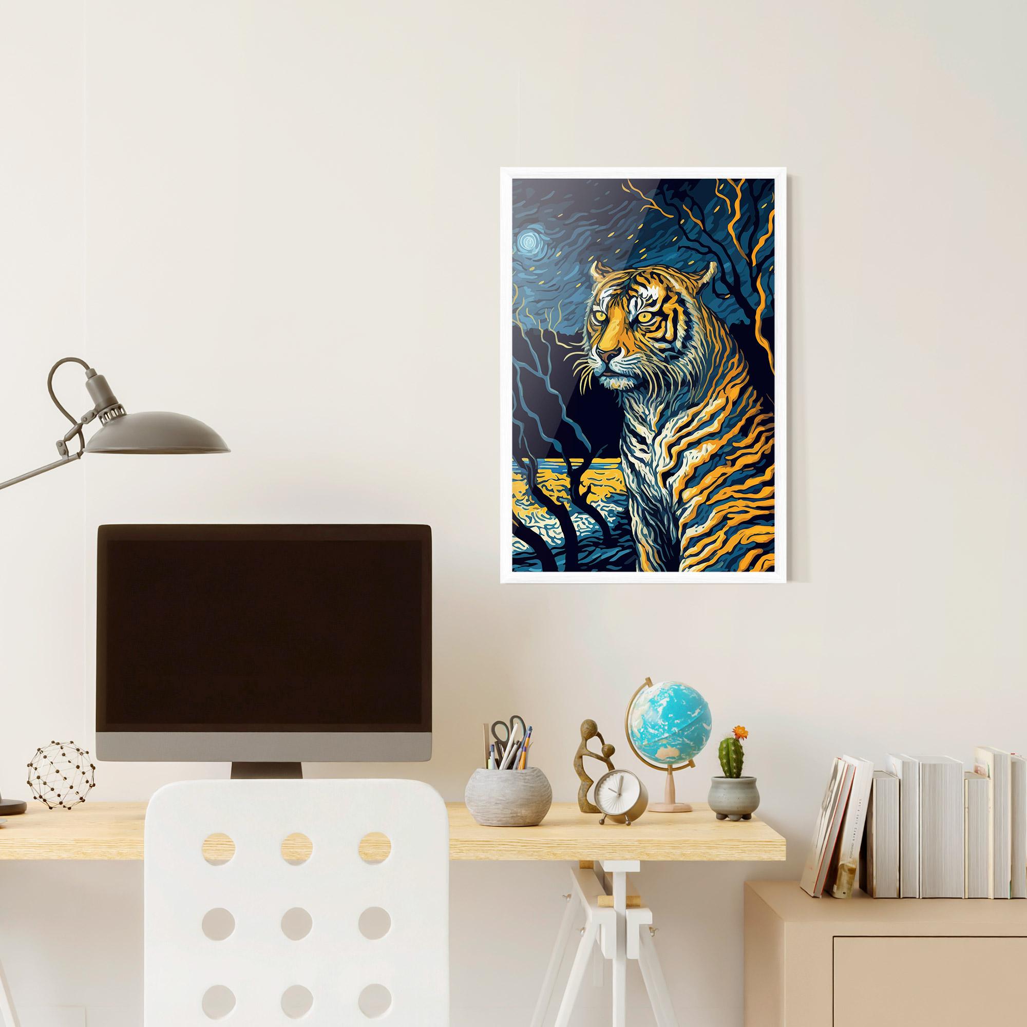 Gerahmte Poster Tiger Blue Painting mockup 6