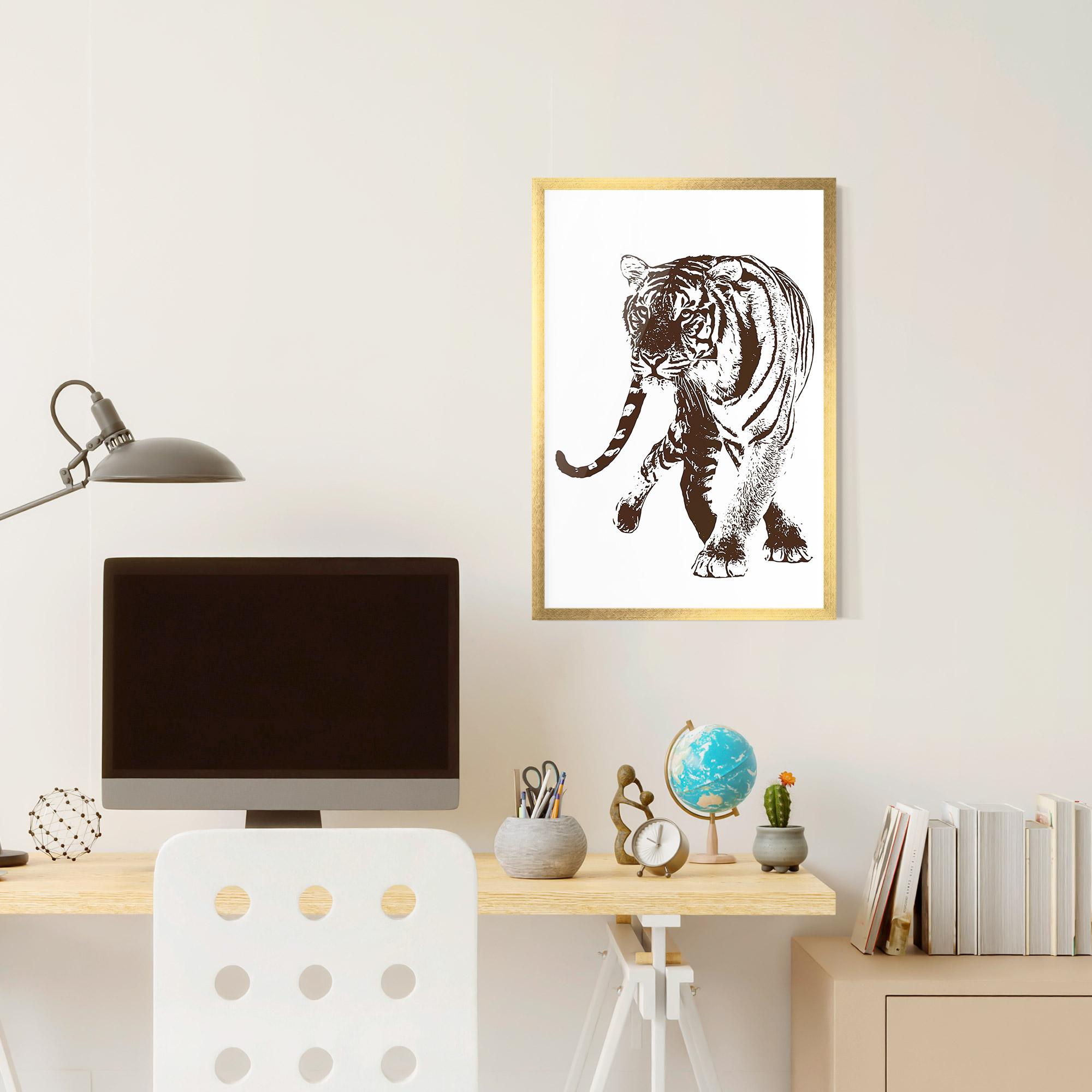 Gerahmte Poster Brown Line Tiger mockup 6