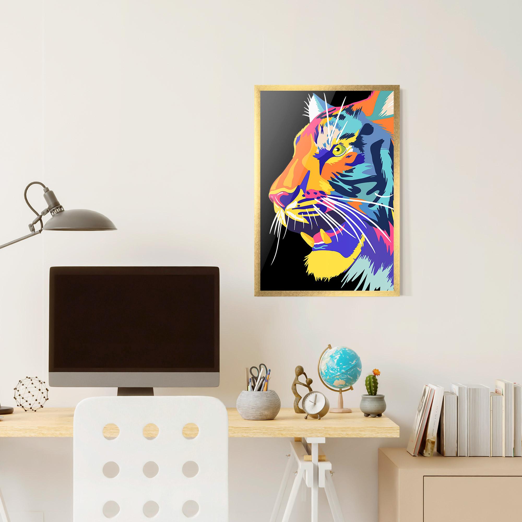 Gerahmte Poster Pretty Colorful Tiger mockup 6