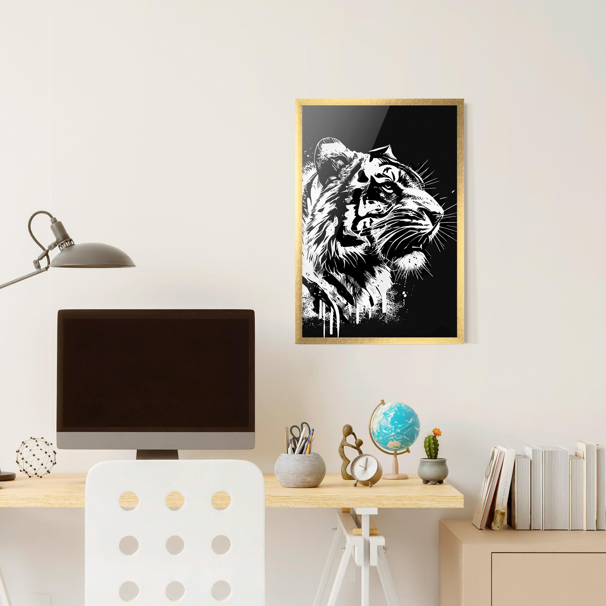 Gerahmte Poster White Ink Tiger mockup 6