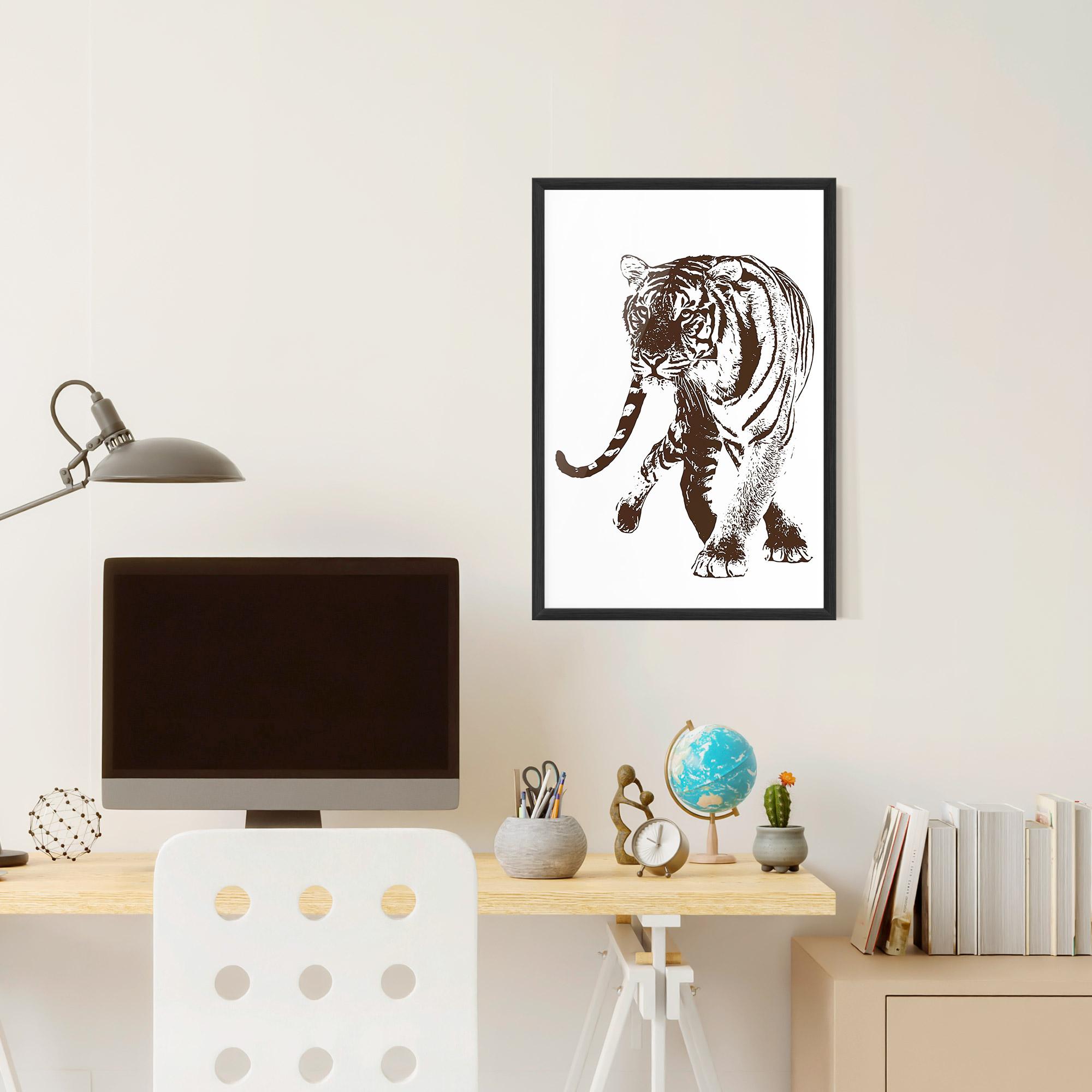 Gerahmte Poster Brown Line Tiger mockup 6