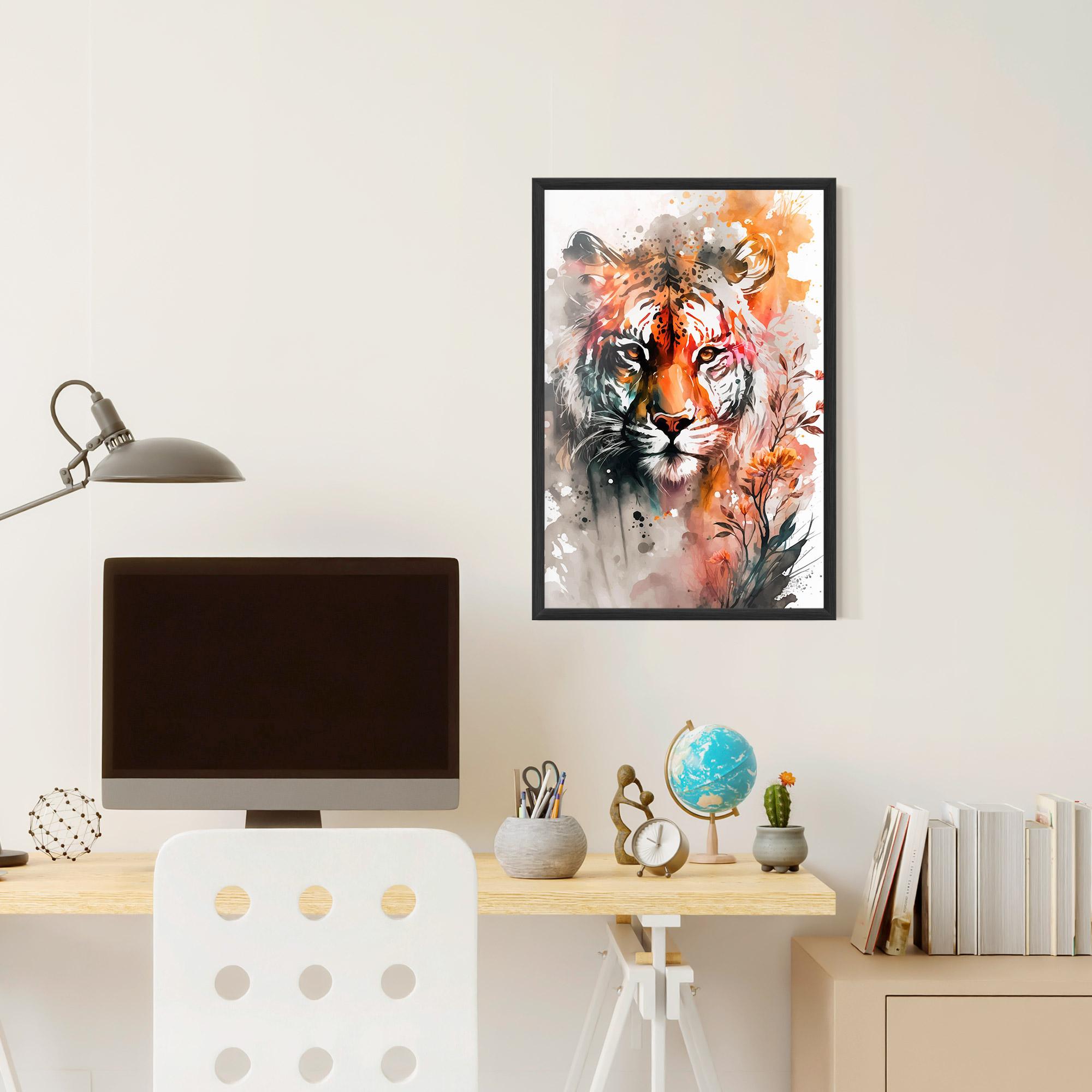Gerahmte Poster Orange Art Tiger mockup 6