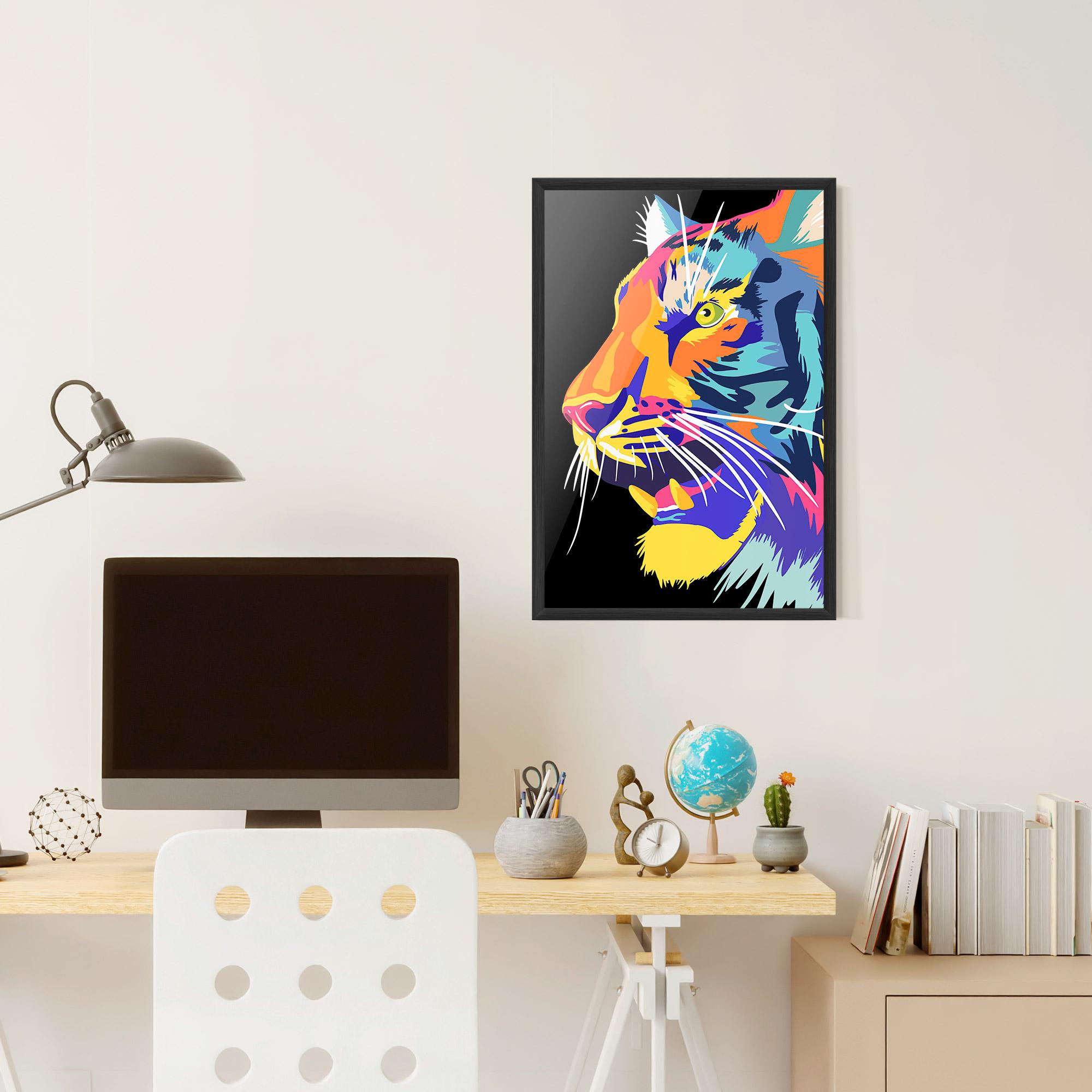 Gerahmte Poster Pretty Colorful Tiger mockup 6