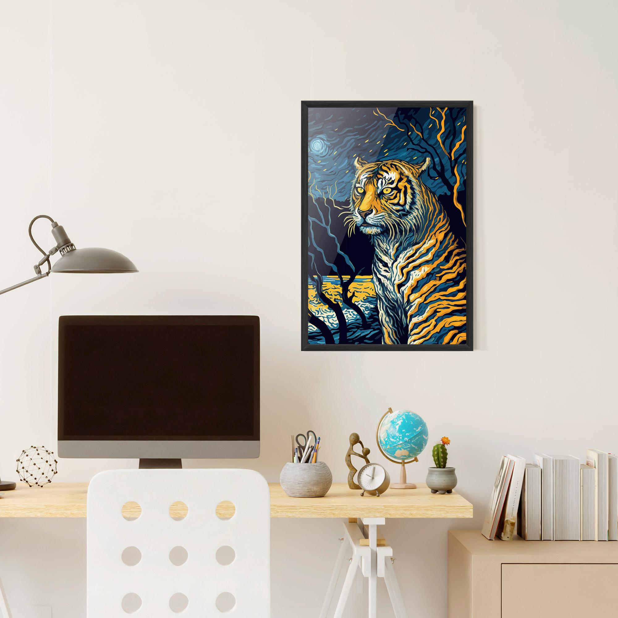 Gerahmte Poster Tiger Blue Painting mockup 6