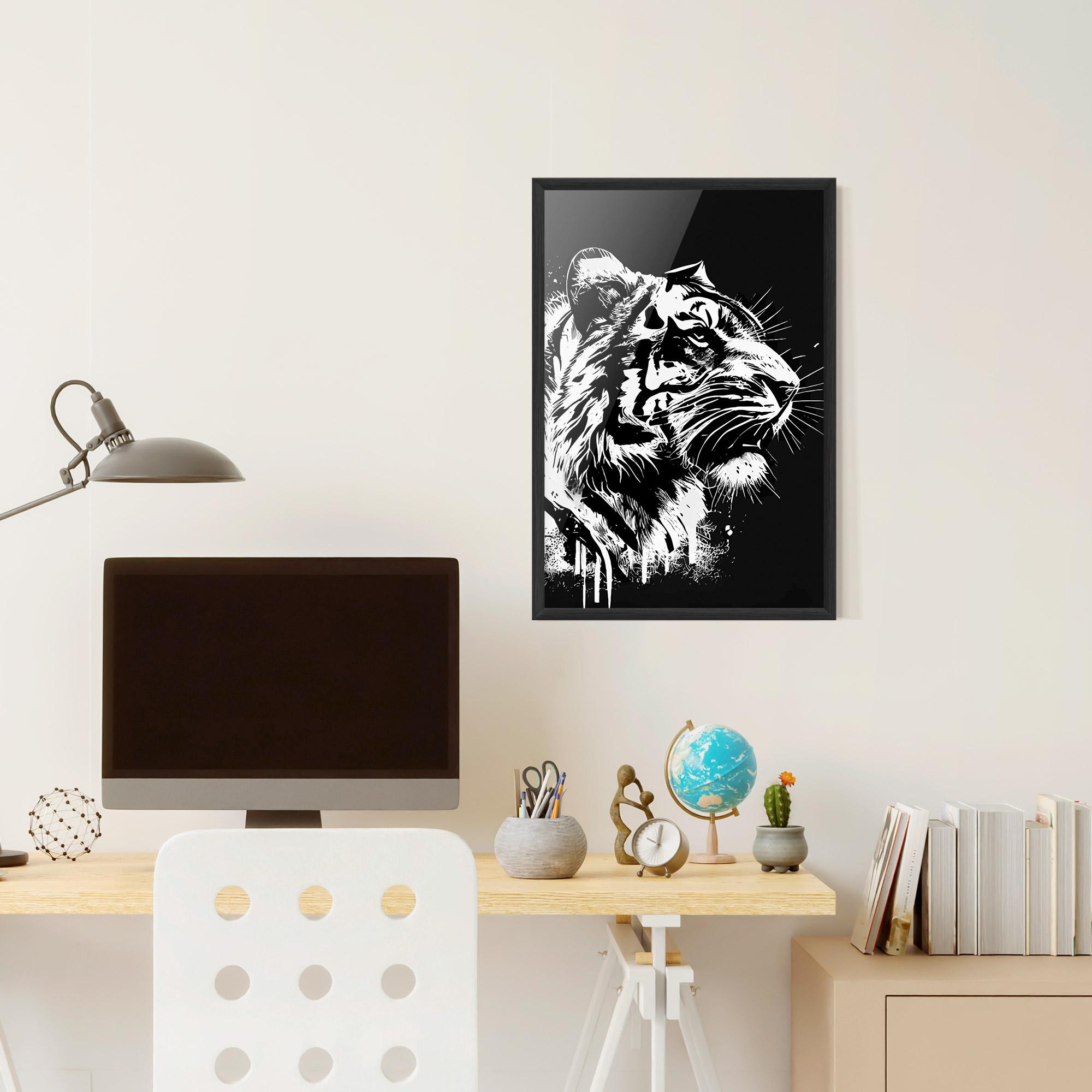 Gerahmte Poster White Ink Tiger mockup 6