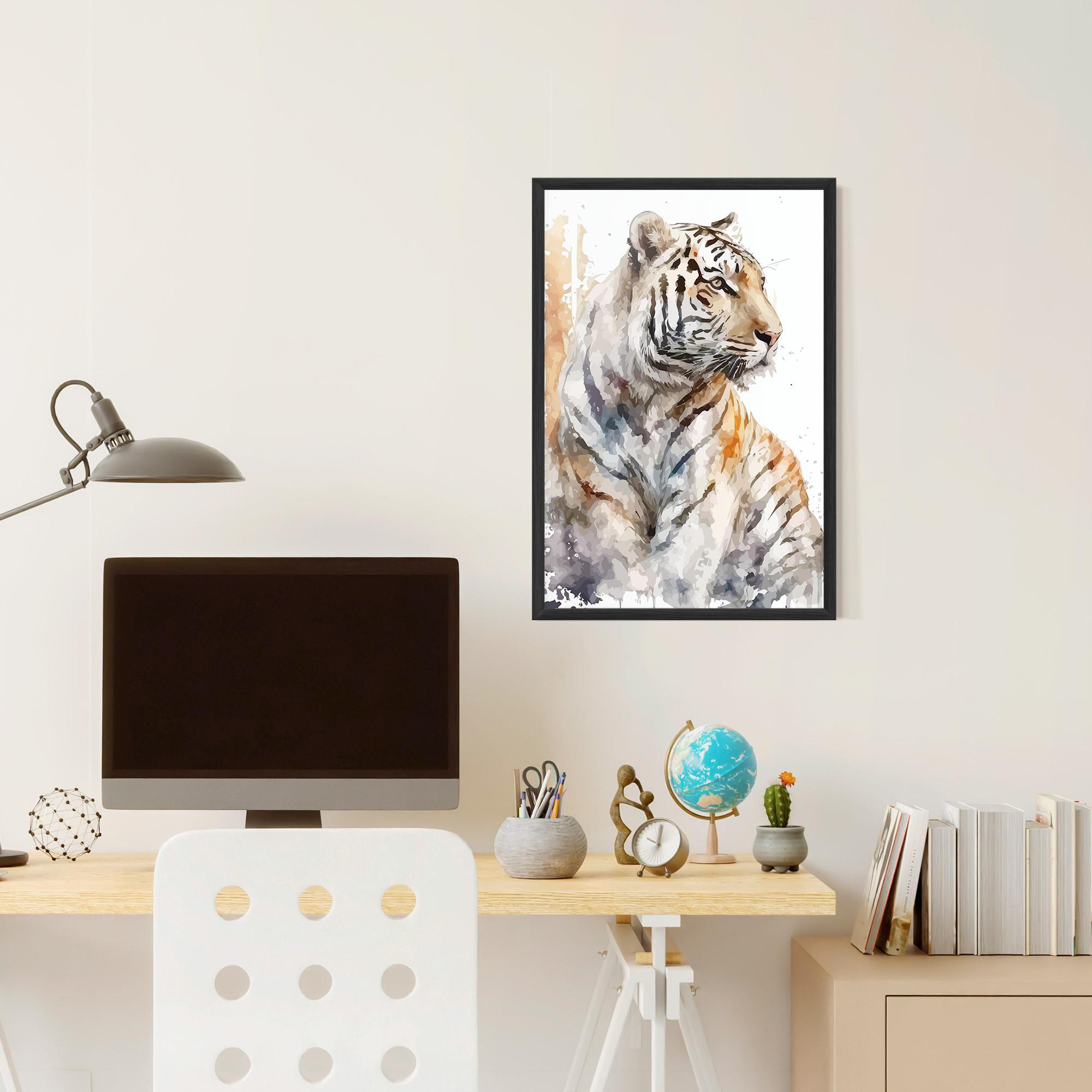 Gerahmte Poster White Tiger Art mockup 6