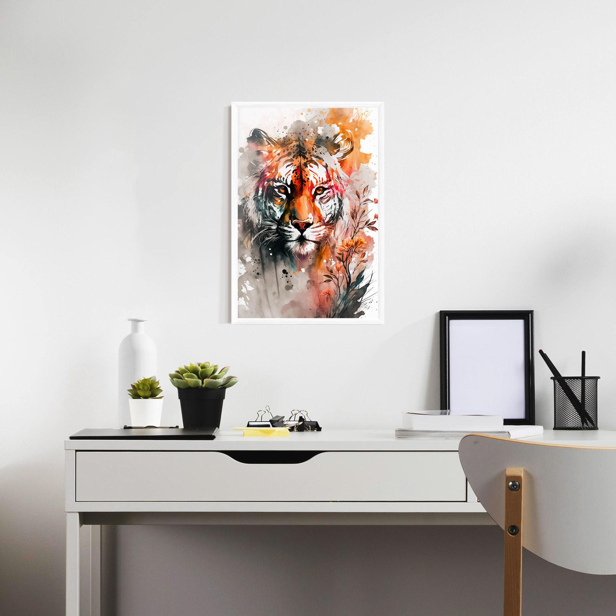 Gerahmte Poster Orange Art Tiger mockup 7