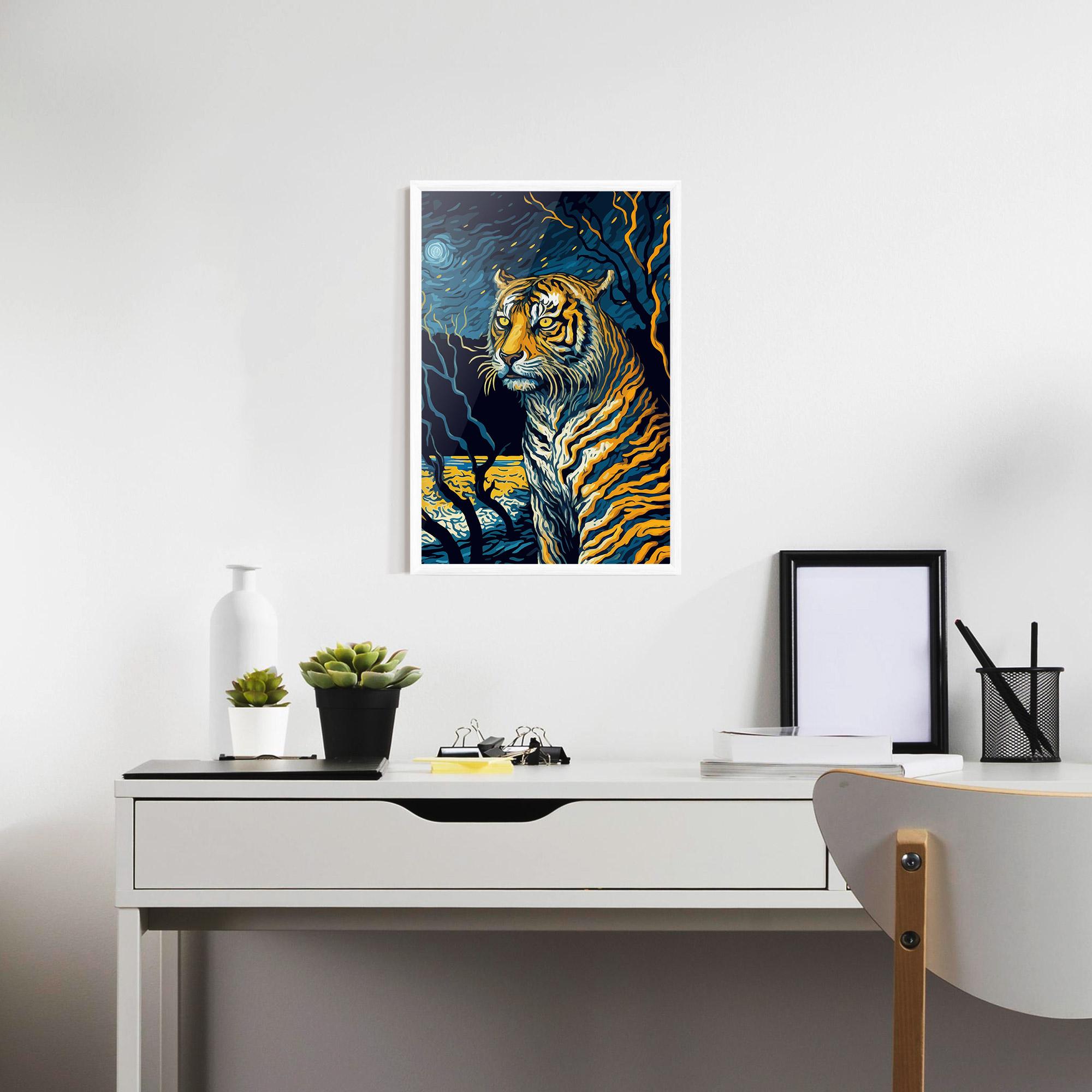 Gerahmte Poster Tiger Blue Painting mockup 7