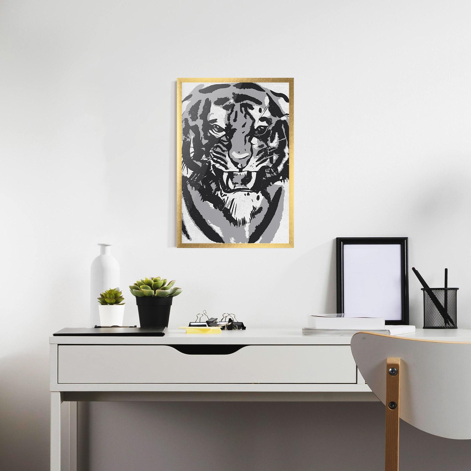 Gerahmte Poster Grey Tiger Head mockup 7