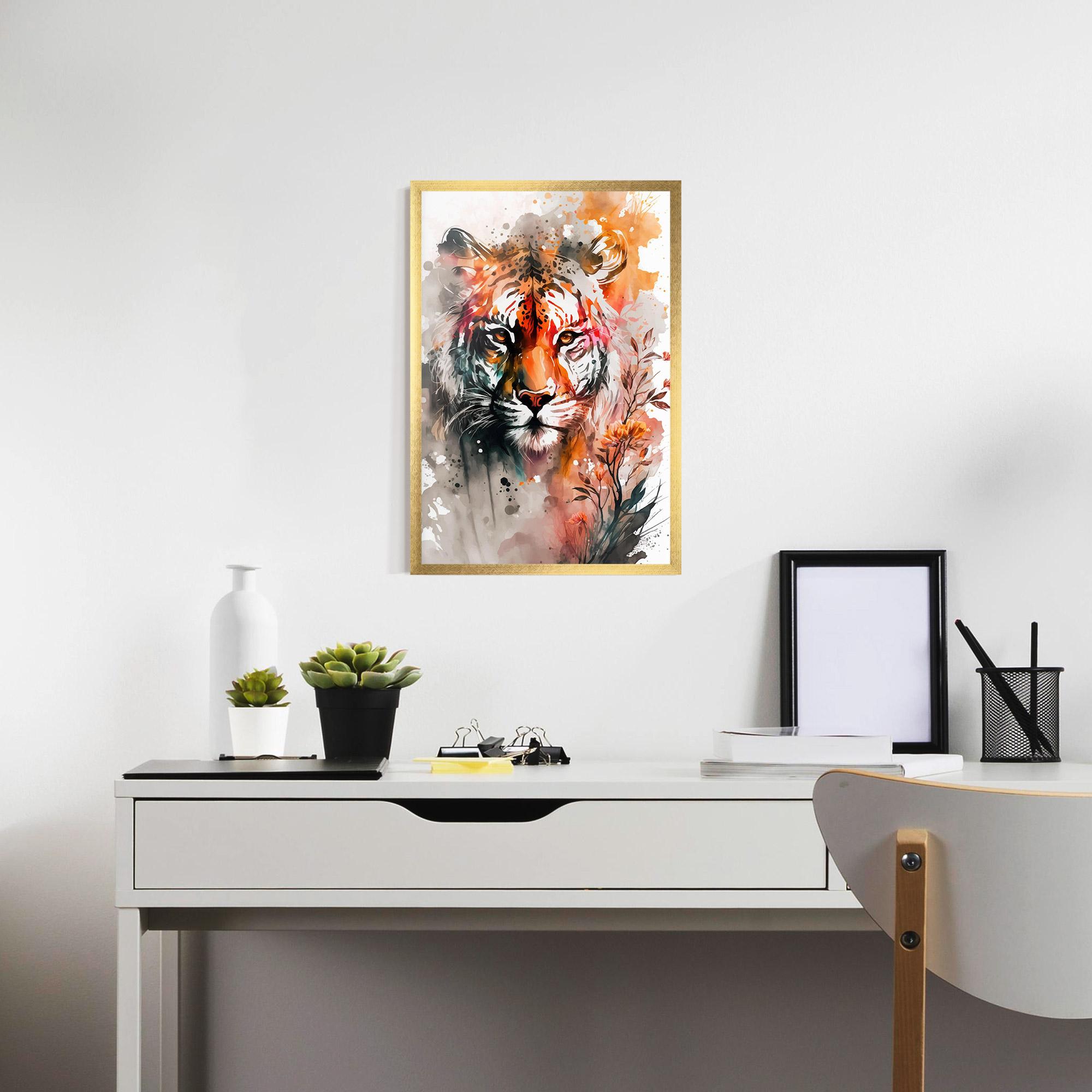 Gerahmte Poster Orange Art Tiger mockup 7