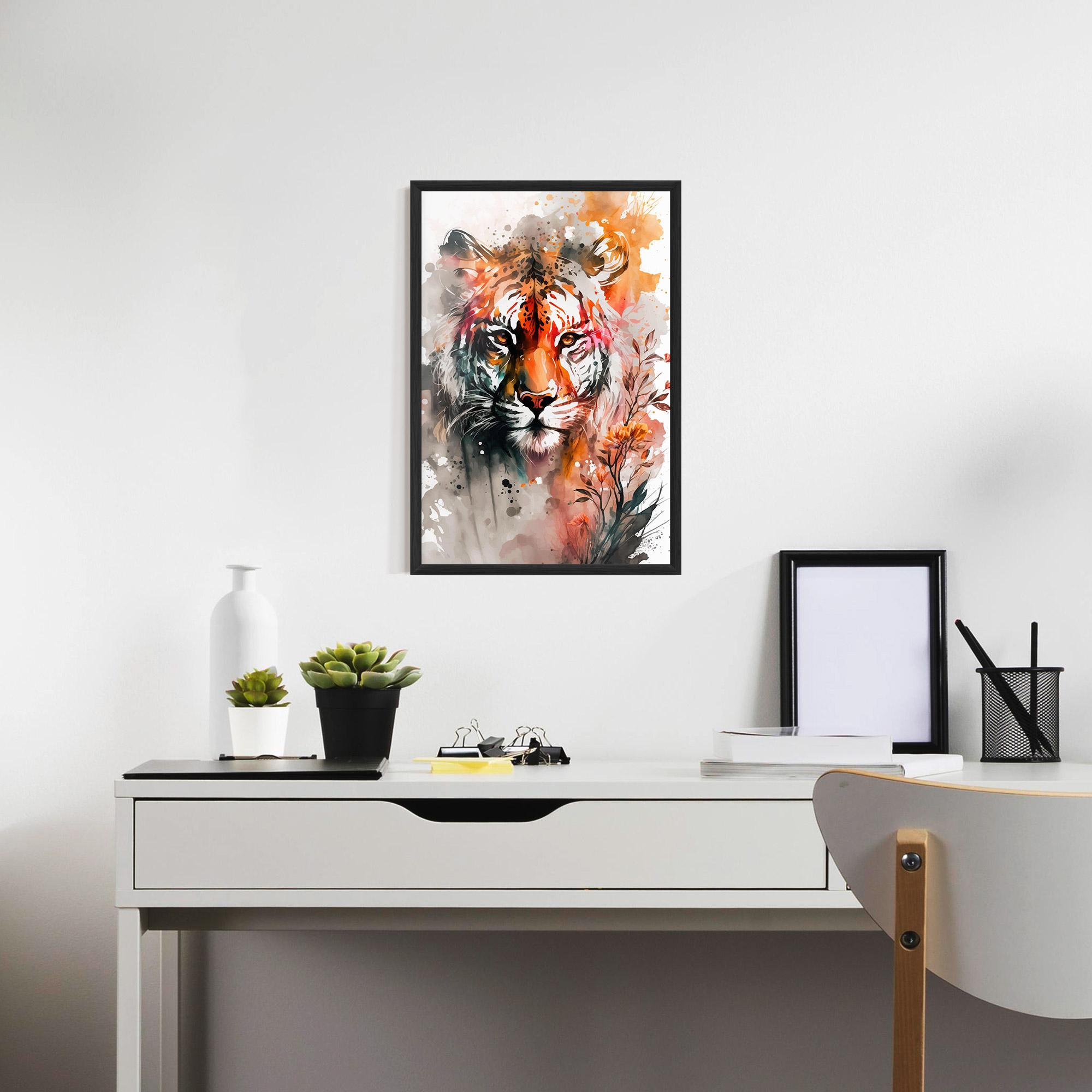 Gerahmte Poster Orange Art Tiger mockup 7