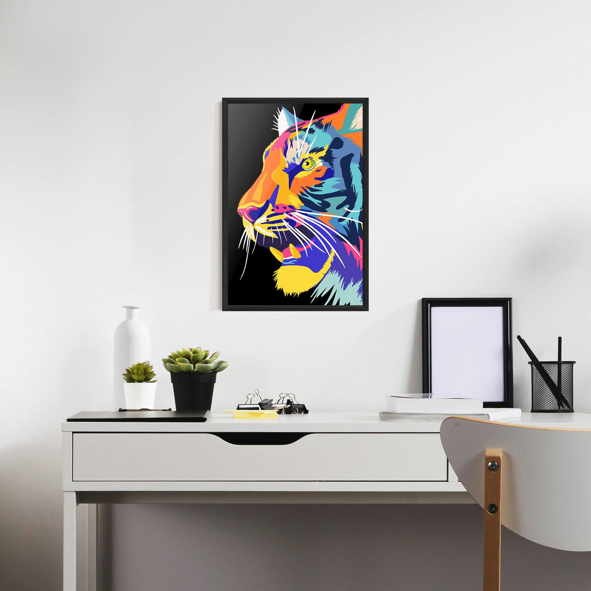Gerahmte Poster Pretty Colorful Tiger mockup 7