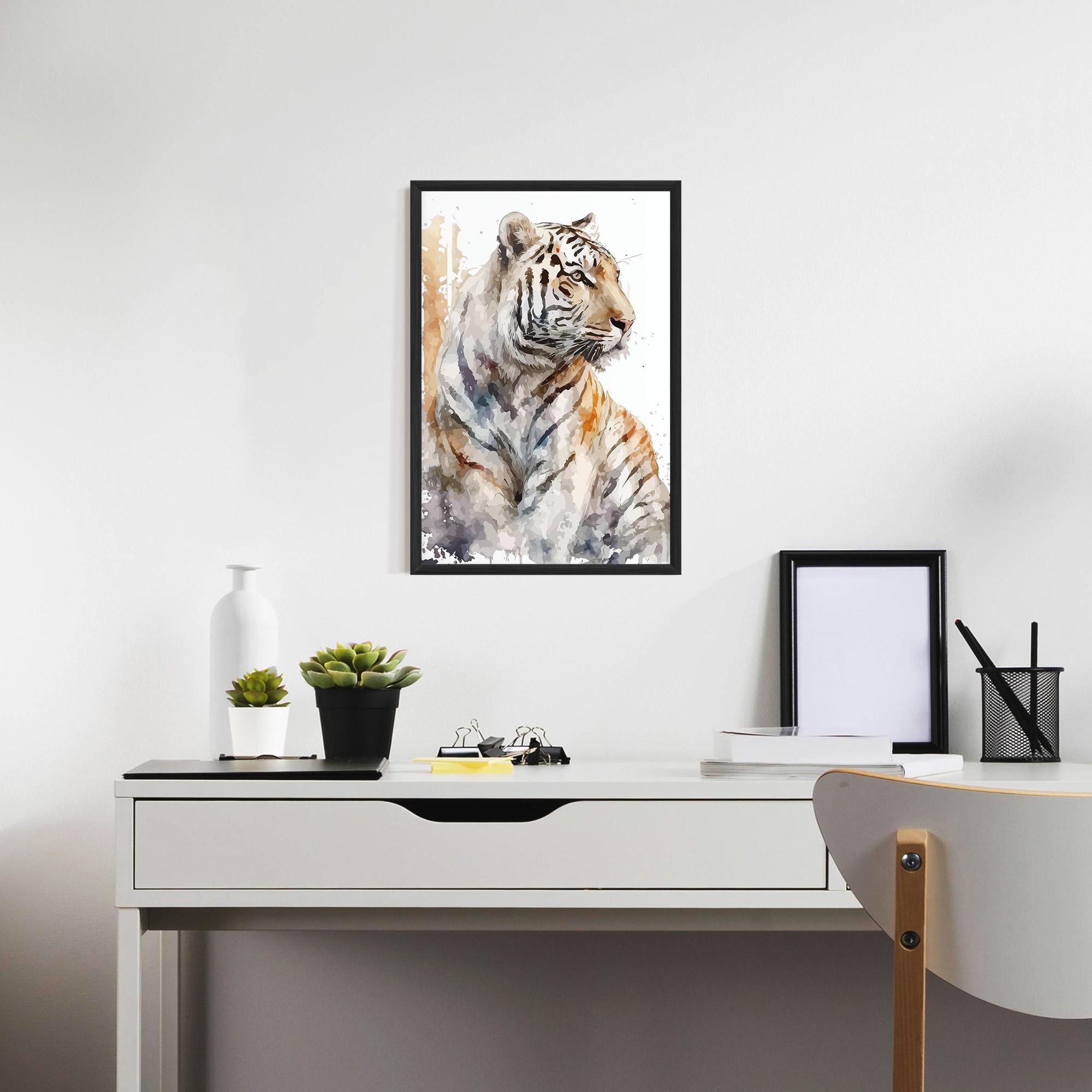Gerahmte Poster White Tiger Art mockup 7