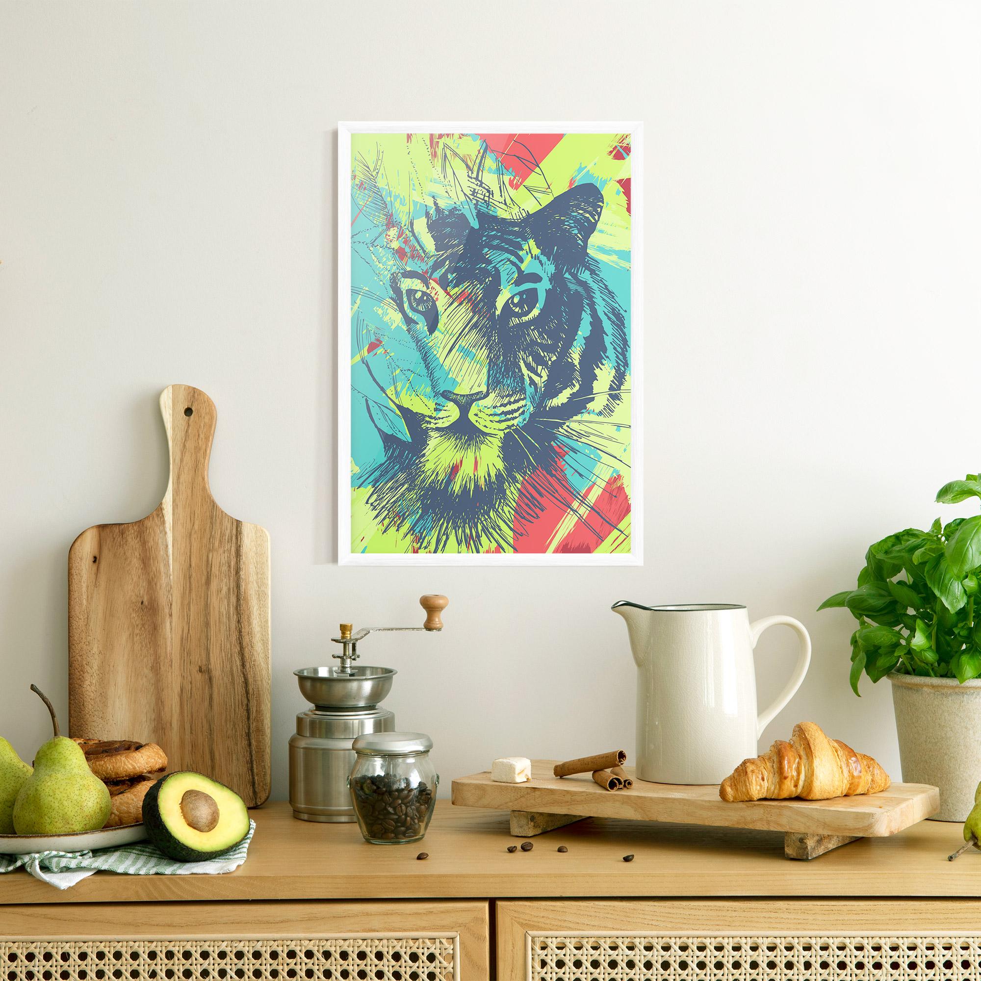 Gerahmte Poster Blue Green Tiger mockup 8