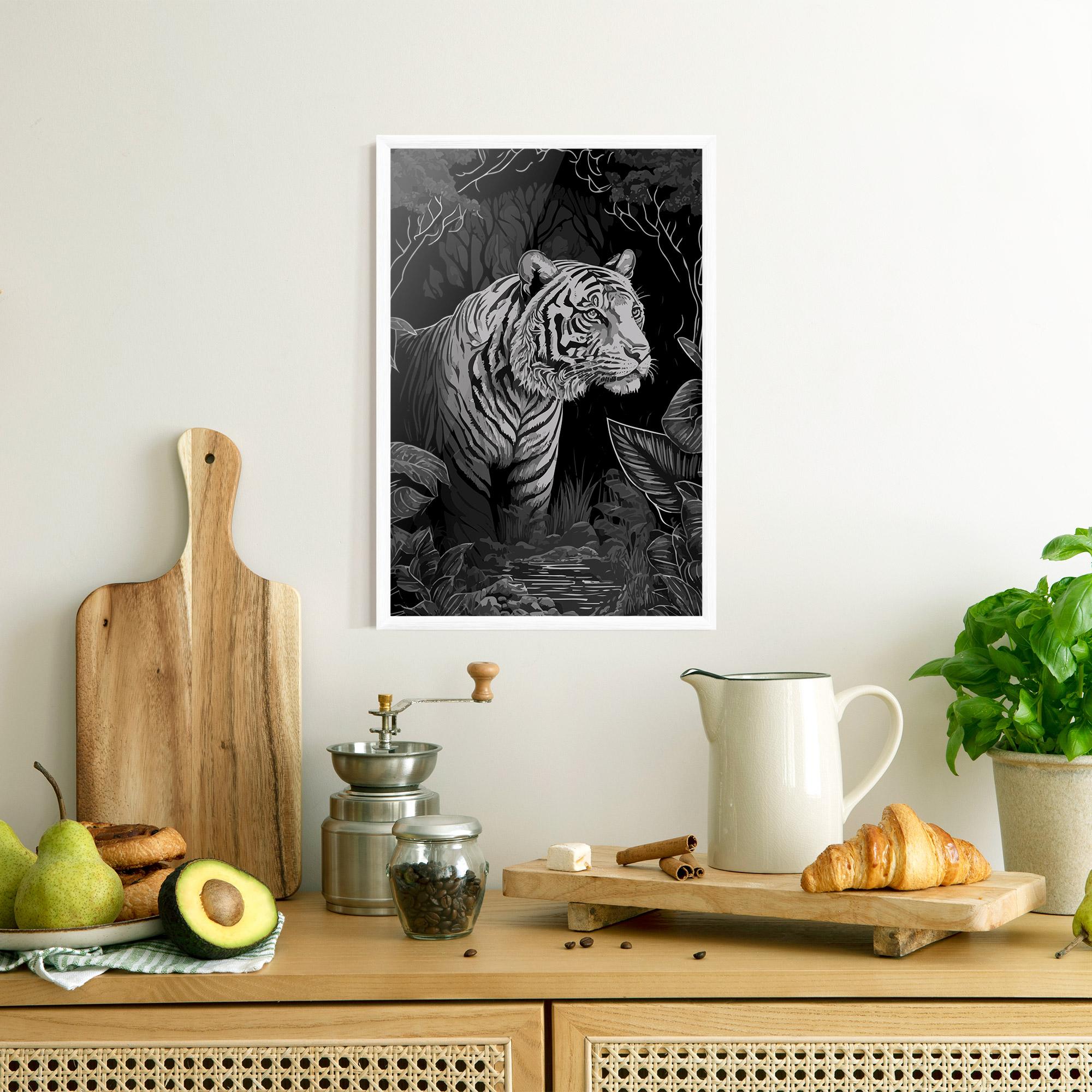 Gerahmte Poster Grey Tiger mockup 8