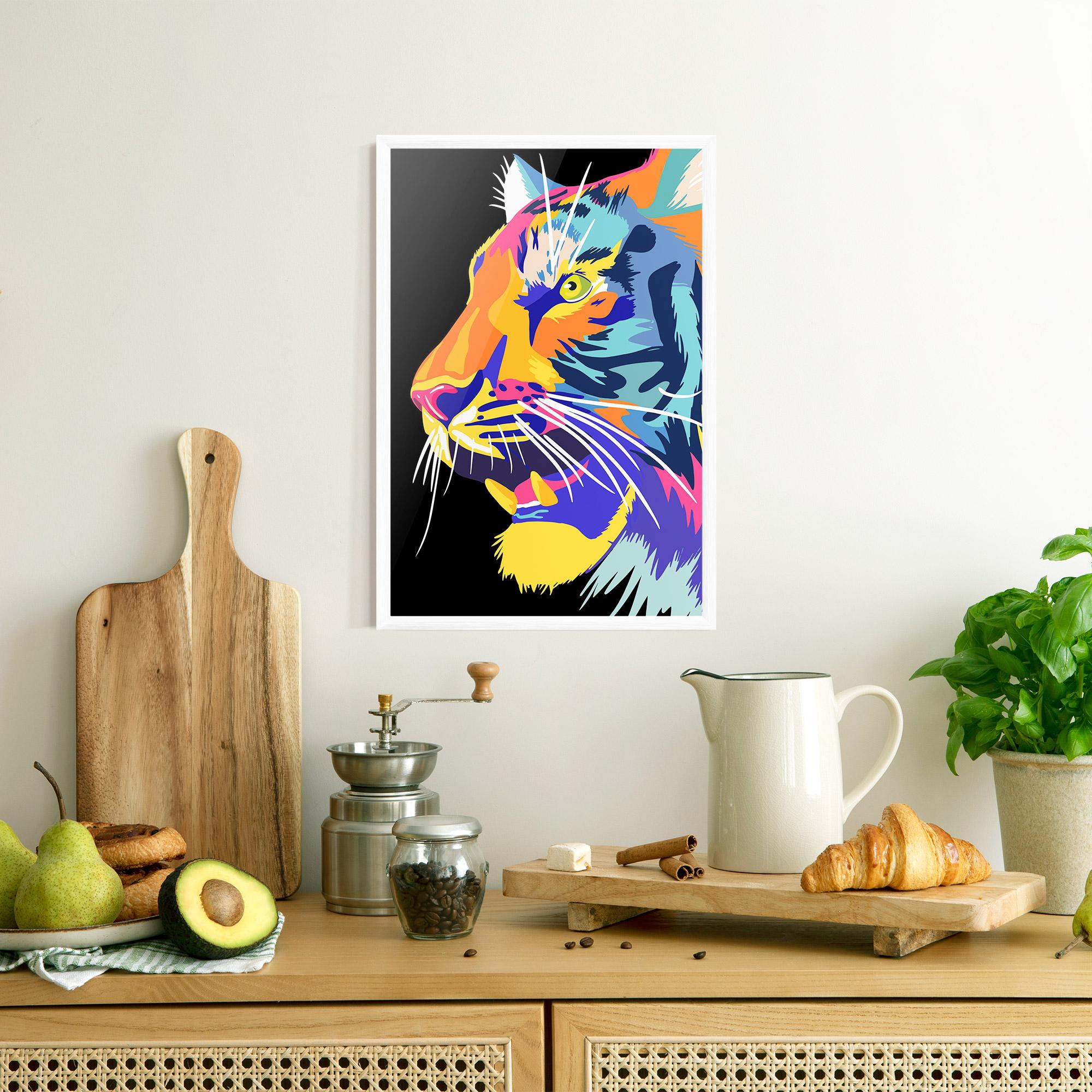 Gerahmte Poster Pretty Colorful Tiger mockup 8