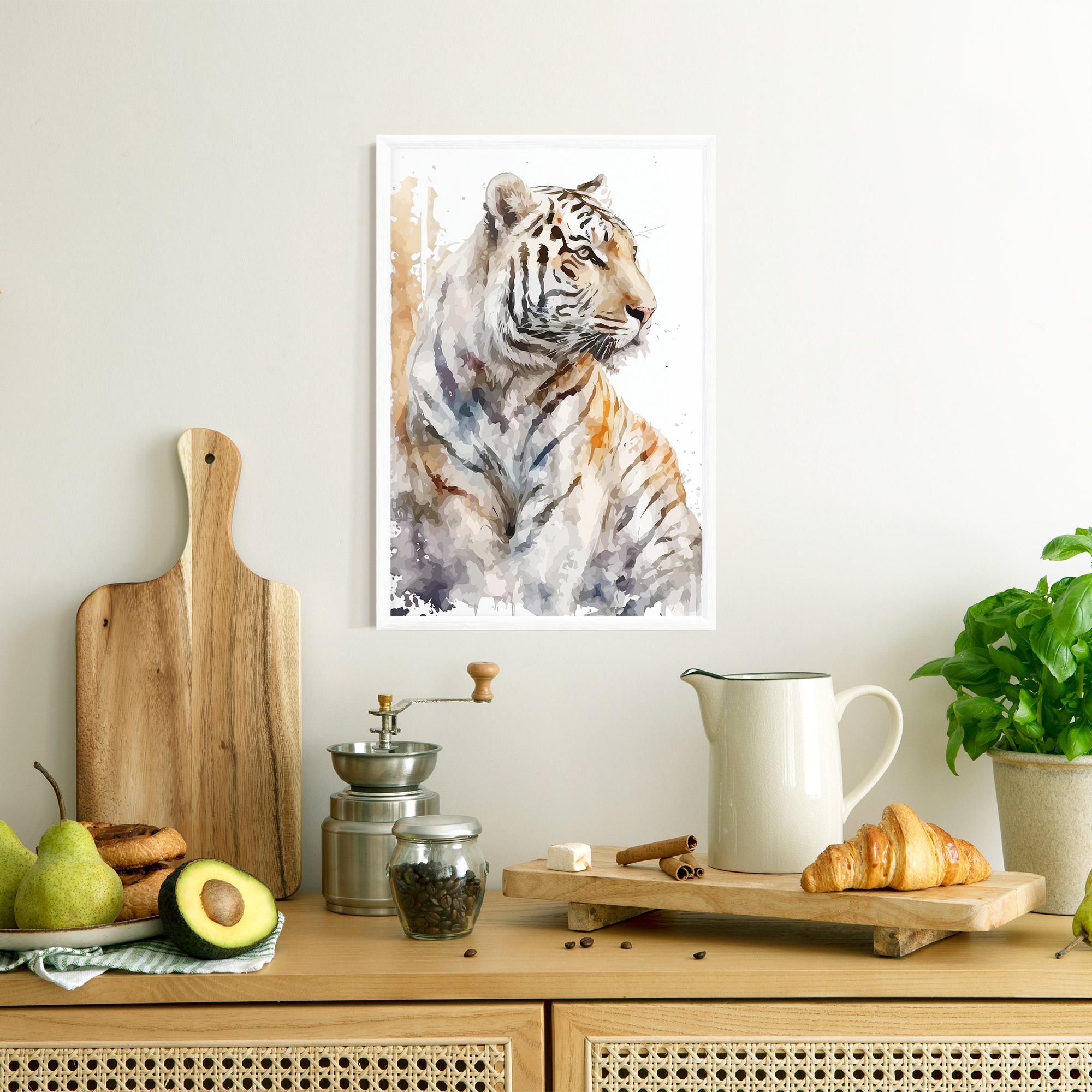 Gerahmte Poster White Tiger Art mockup 8