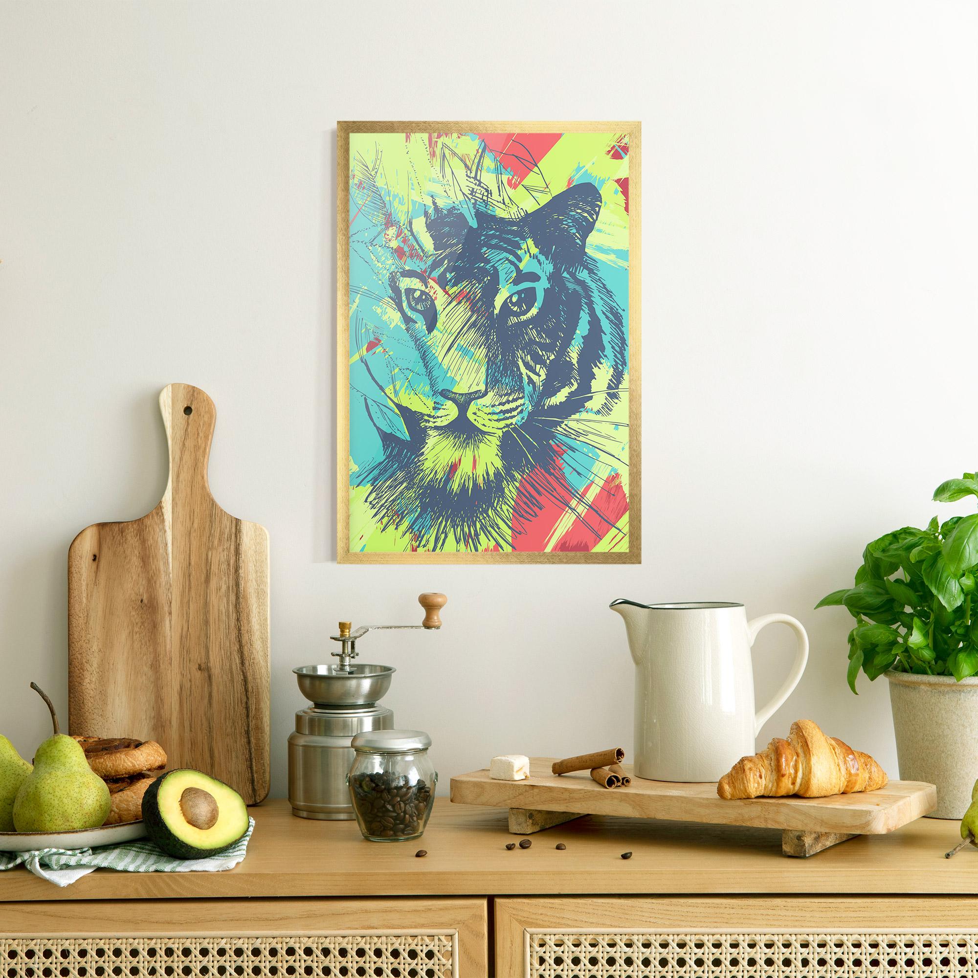 Gerahmte Poster Blue Green Tiger mockup 8