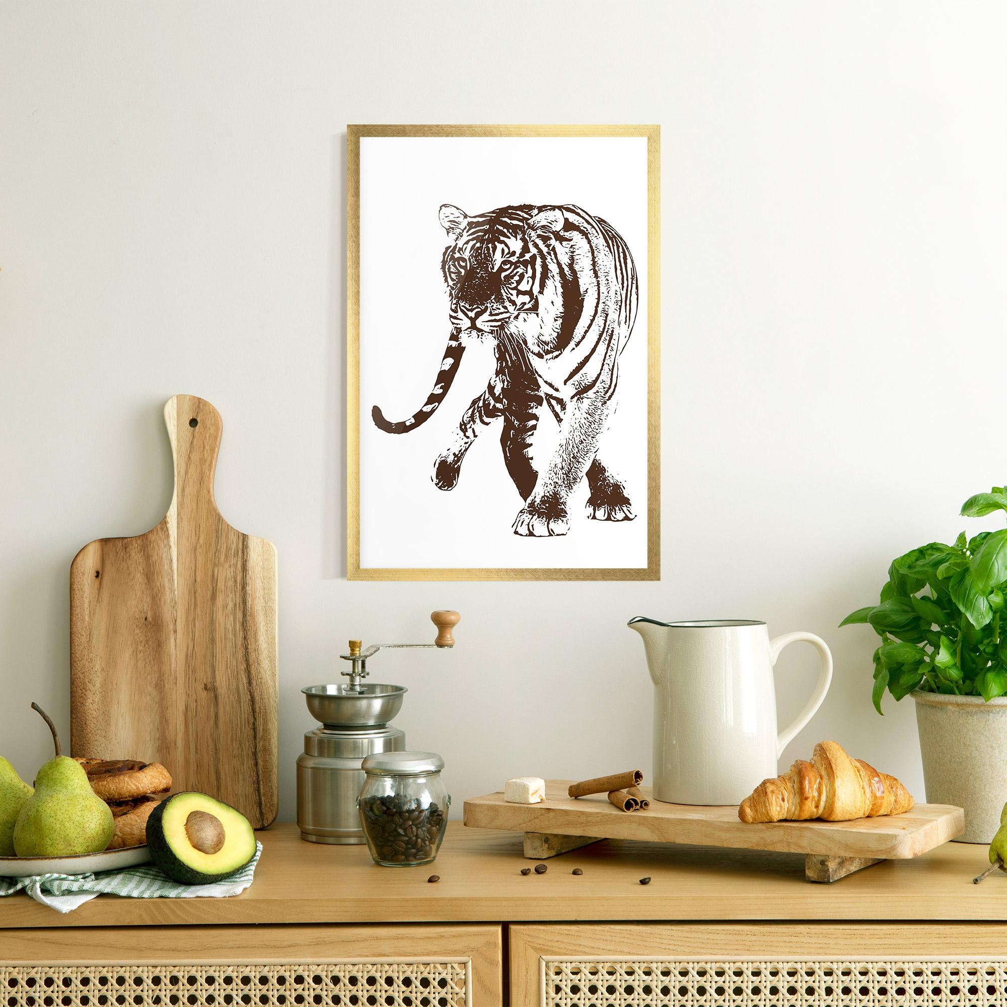 Gerahmte Poster Brown Line Tiger mockup 8