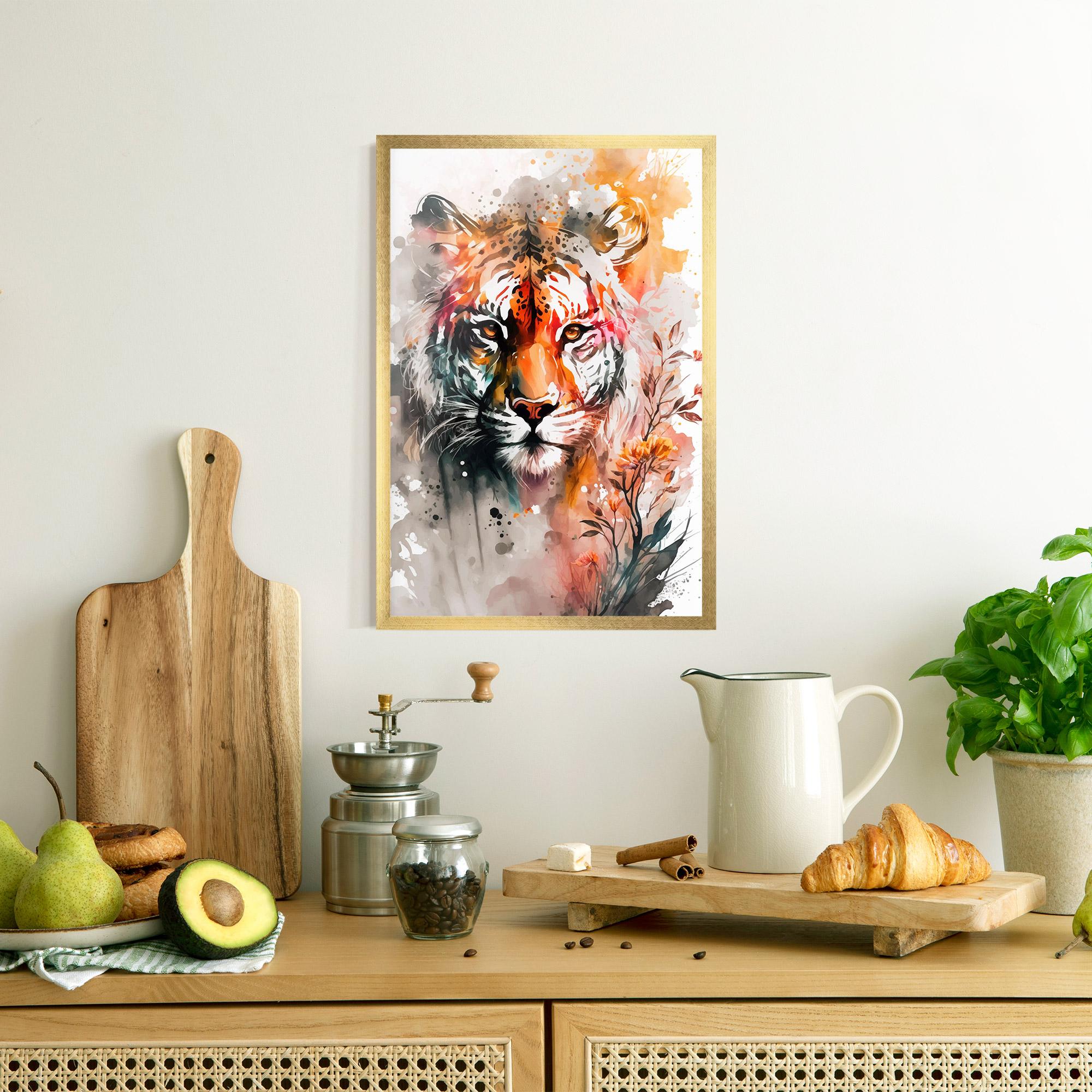 Gerahmte Poster Orange Art Tiger mockup 8