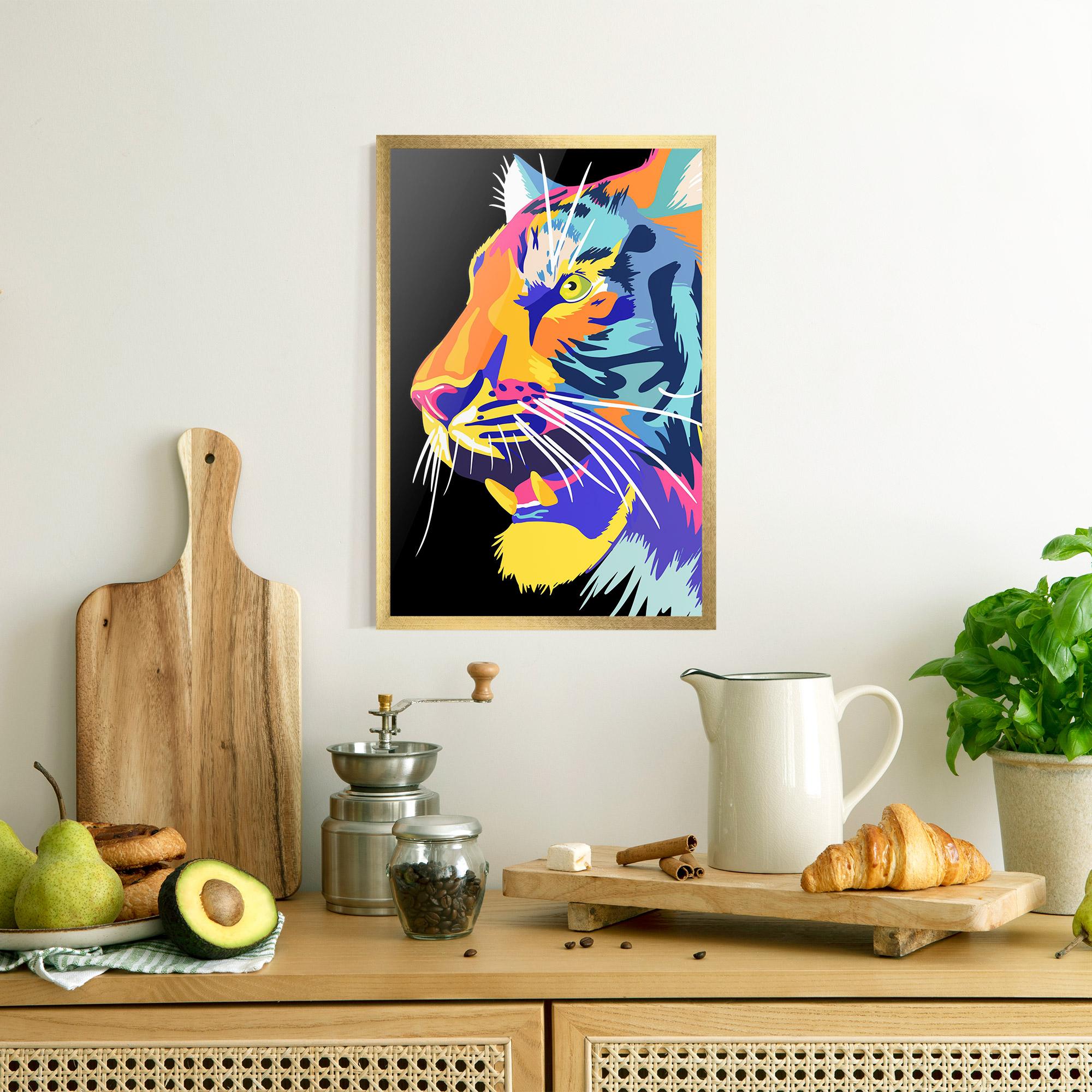 Gerahmte Poster Pretty Colorful Tiger mockup 8