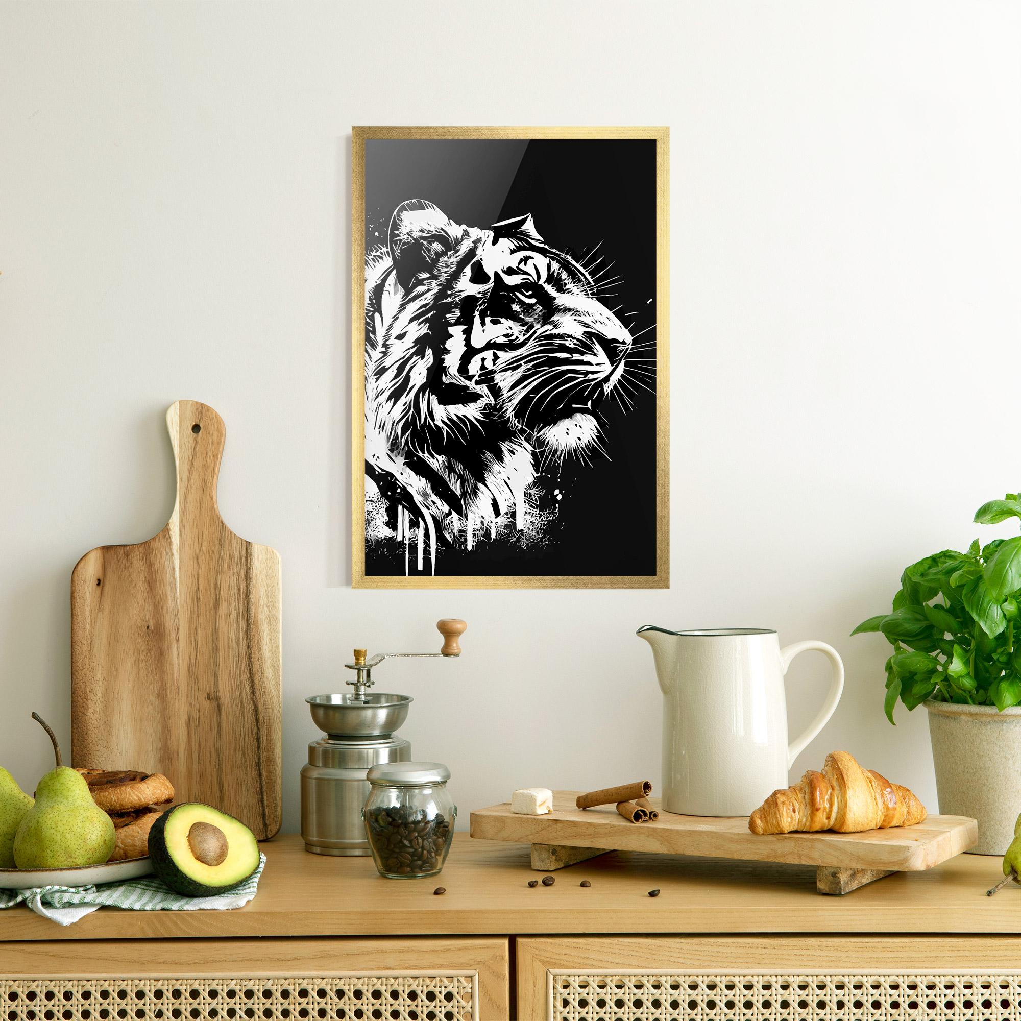 Gerahmte Poster White Ink Tiger mockup 8