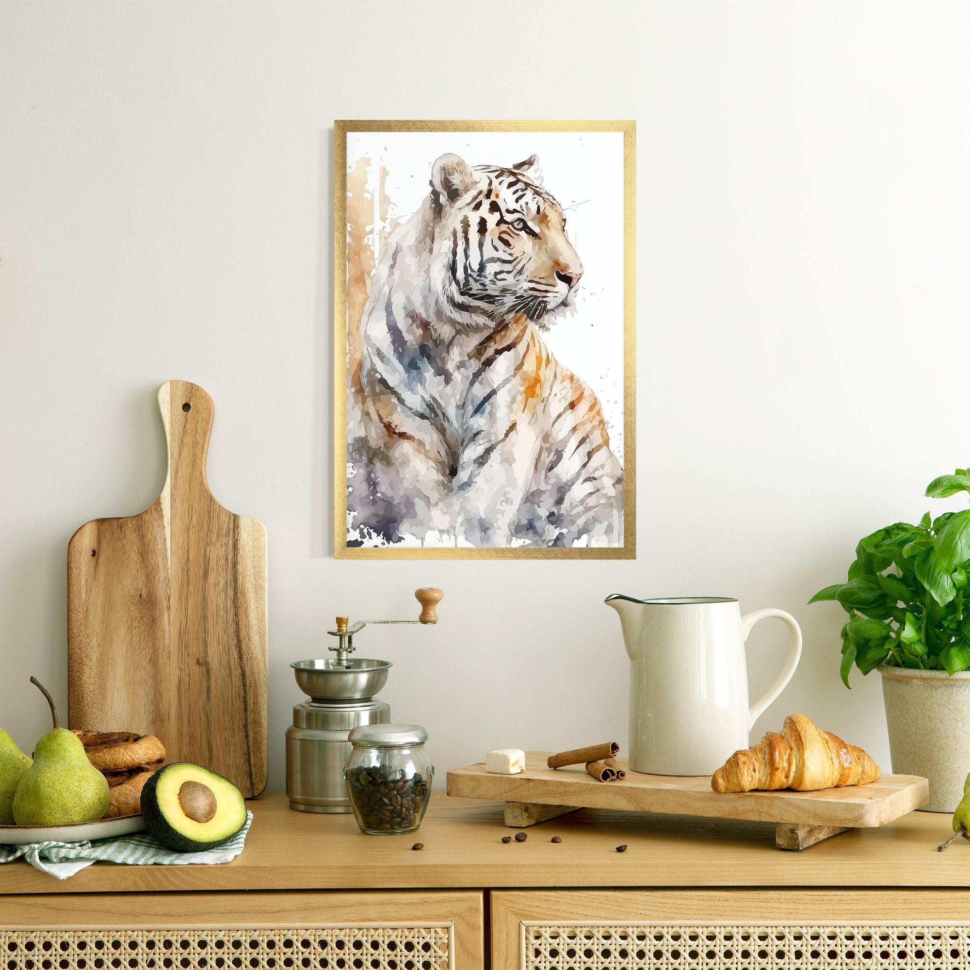 Gerahmte Poster White Tiger Art mockup 8