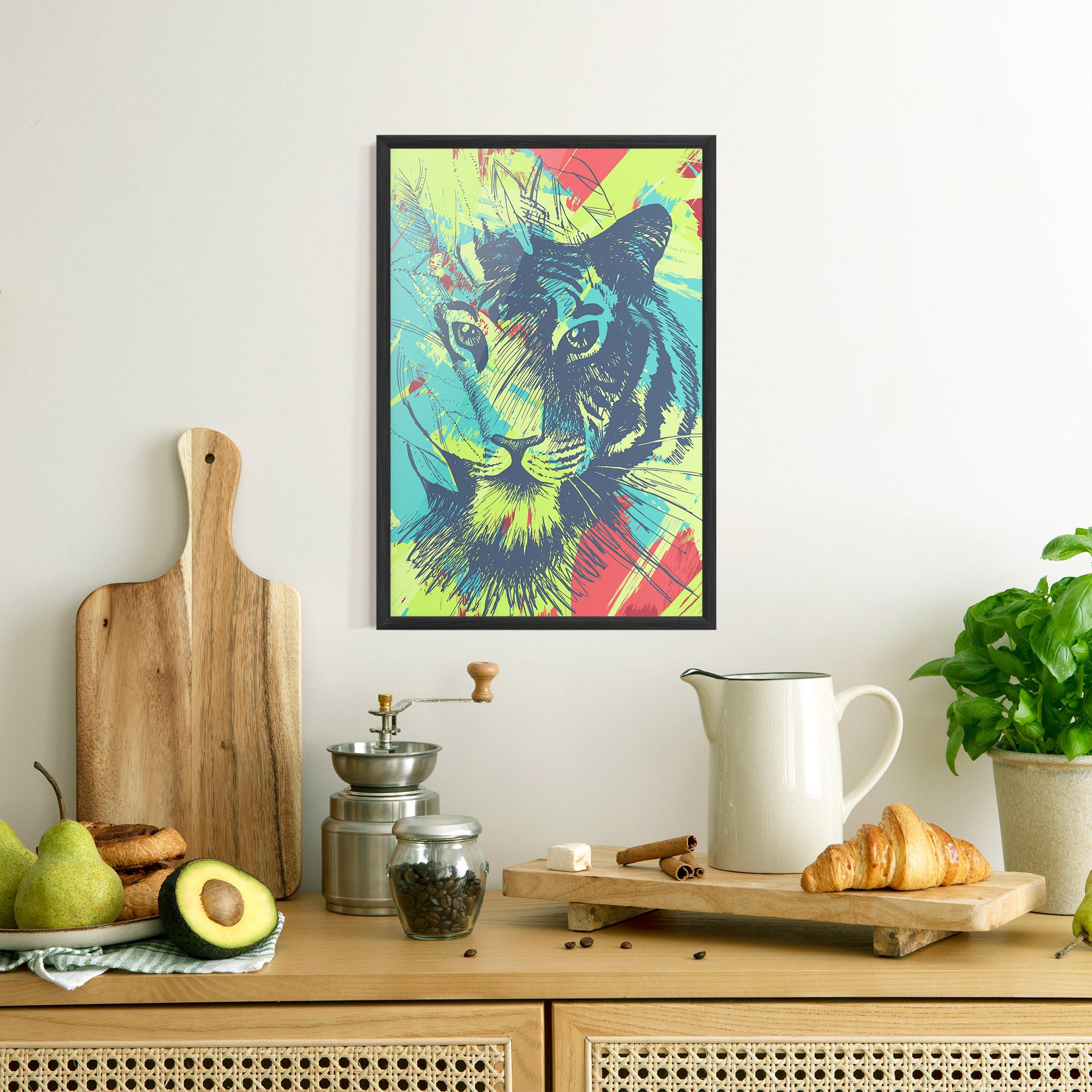 Gerahmte Poster Blue Green Tiger mockup 8