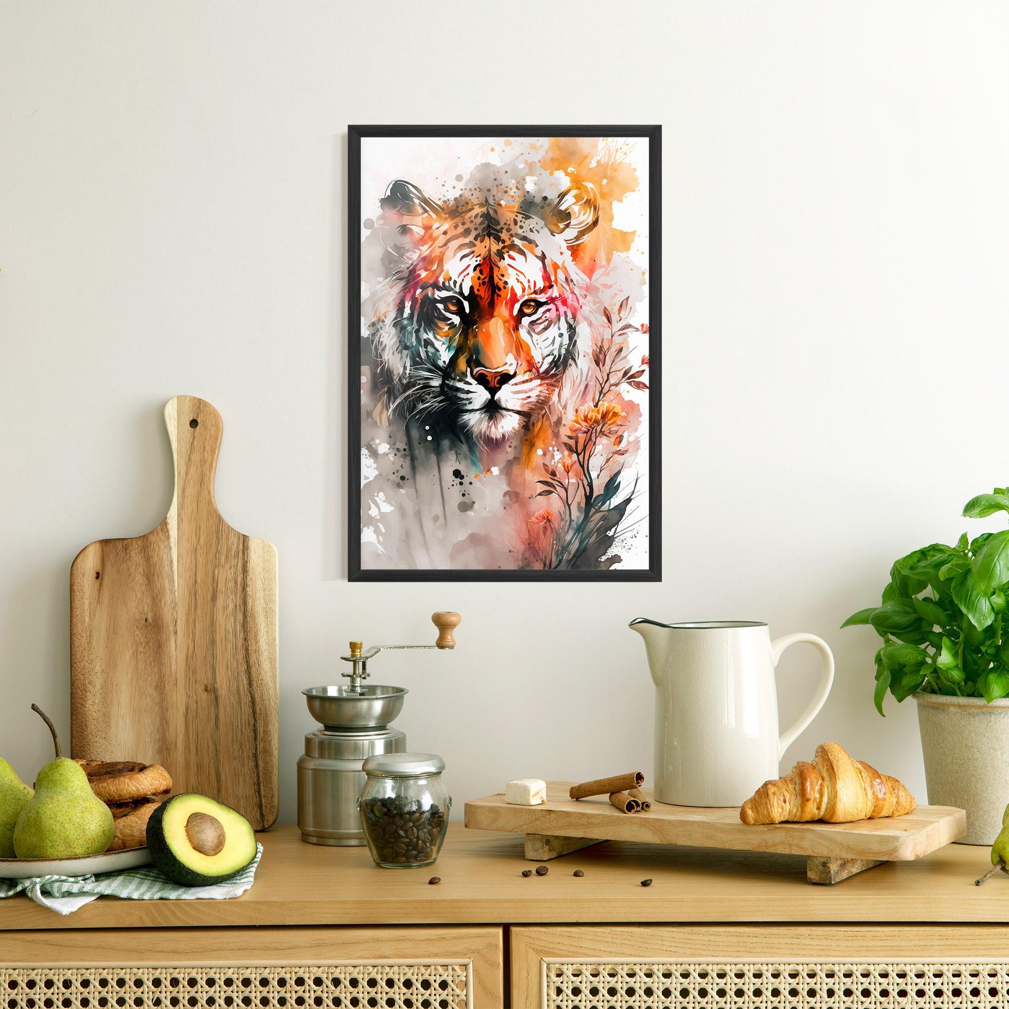 Gerahmte Poster Orange Art Tiger mockup 8