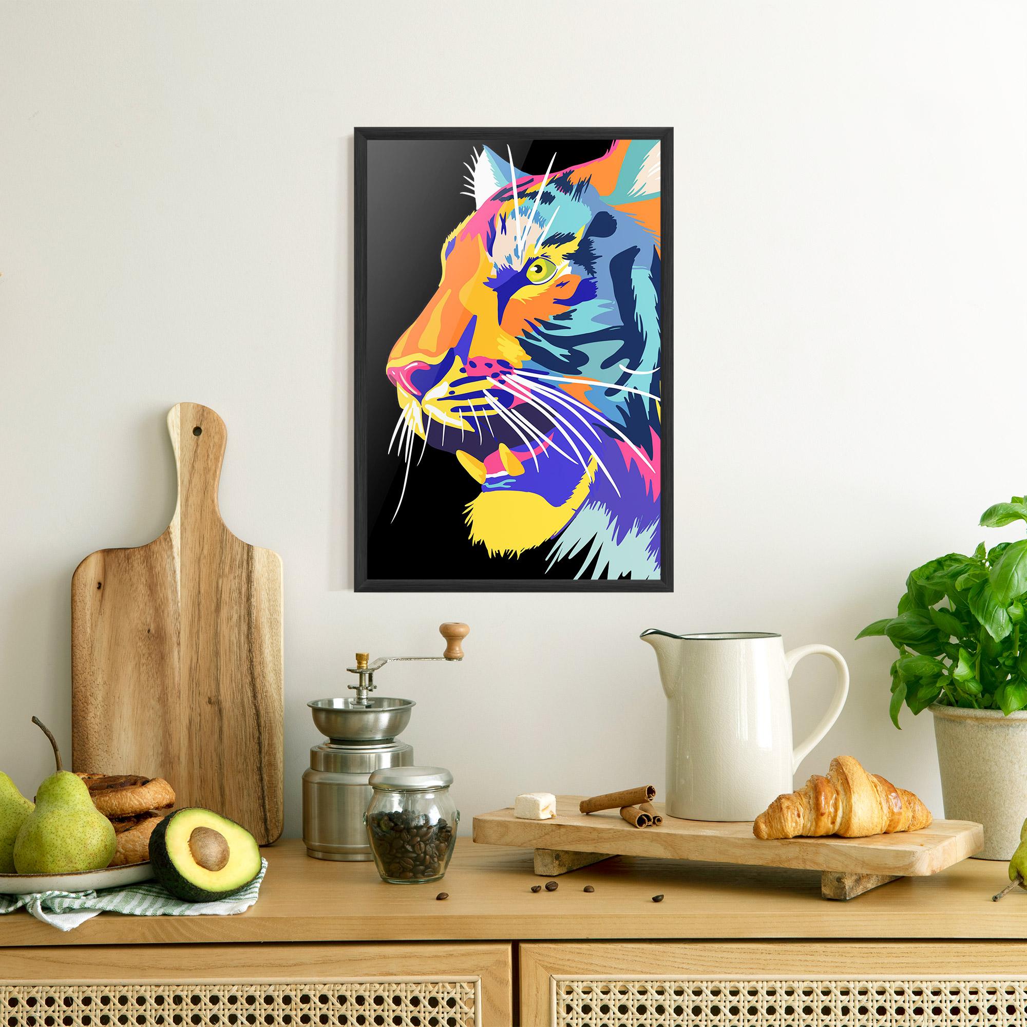 Gerahmte Poster Pretty Colorful Tiger mockup 8