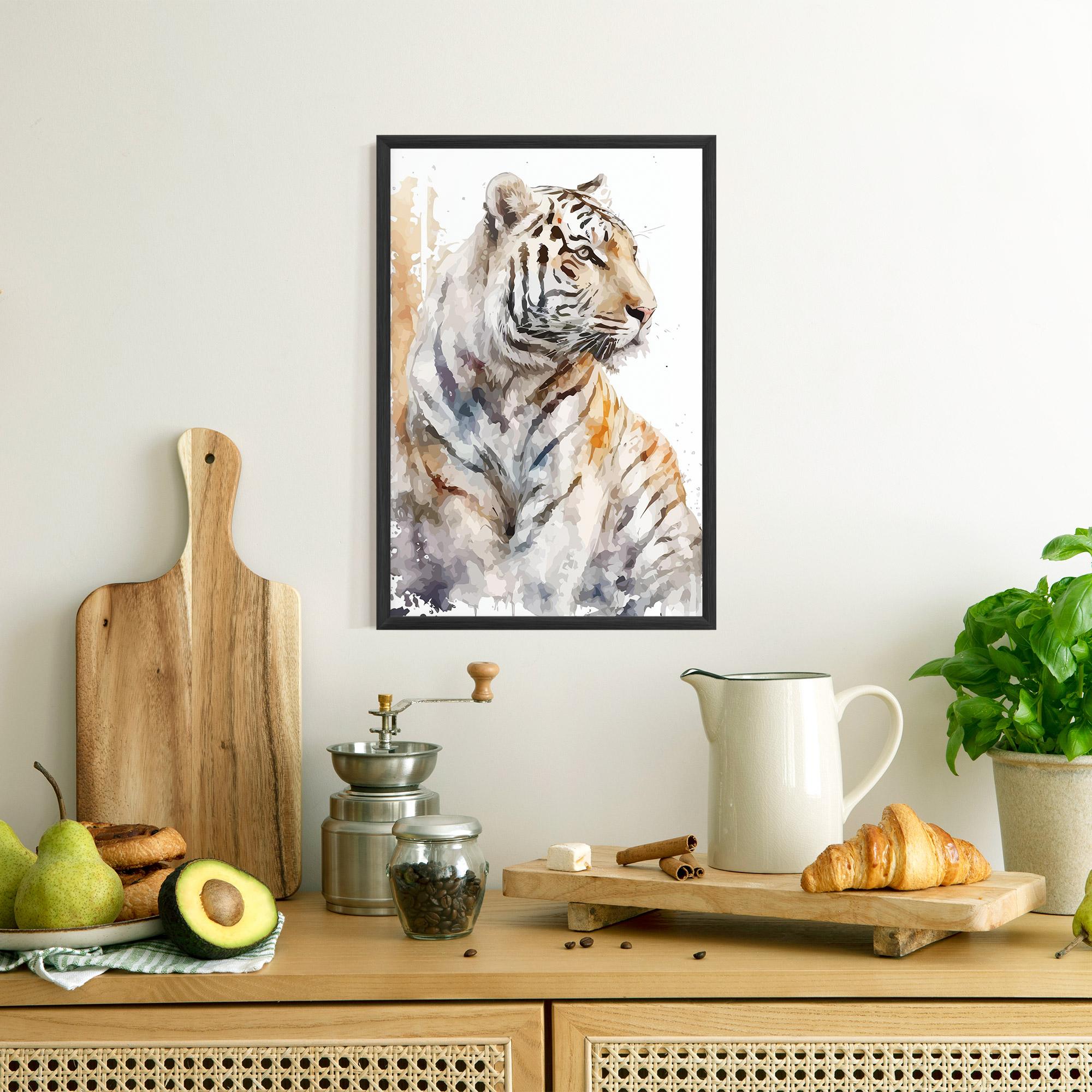 Gerahmte Poster White Tiger Art mockup 8