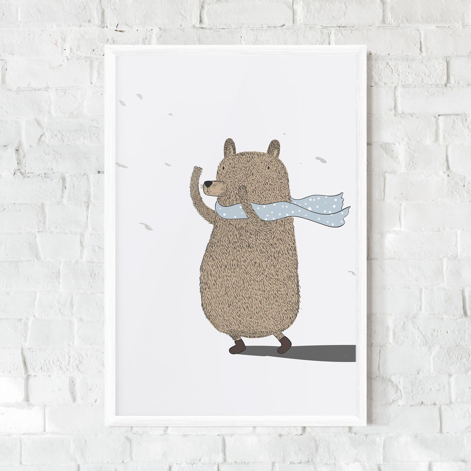 Gerahmte Poster Bear Wearing A Scarf mockup 0
