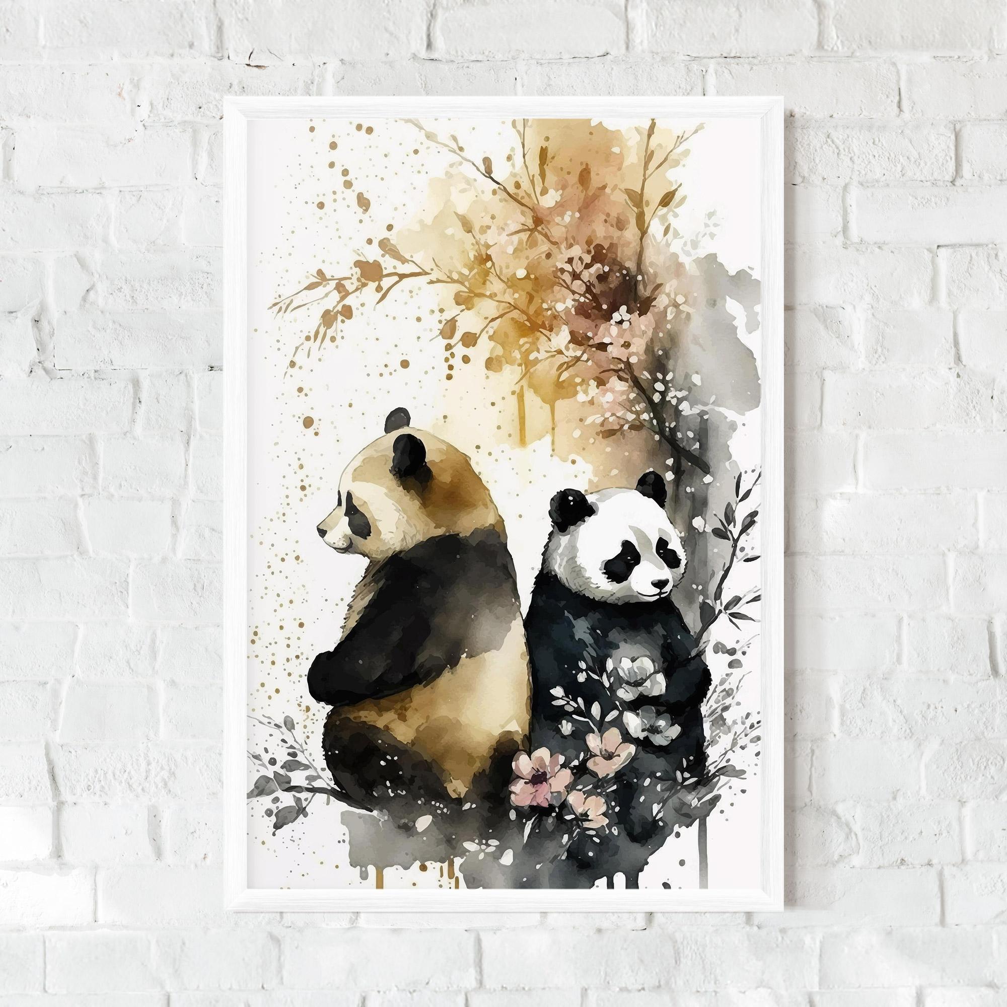 Gerahmte Poster Gold Panda Art mockup 0