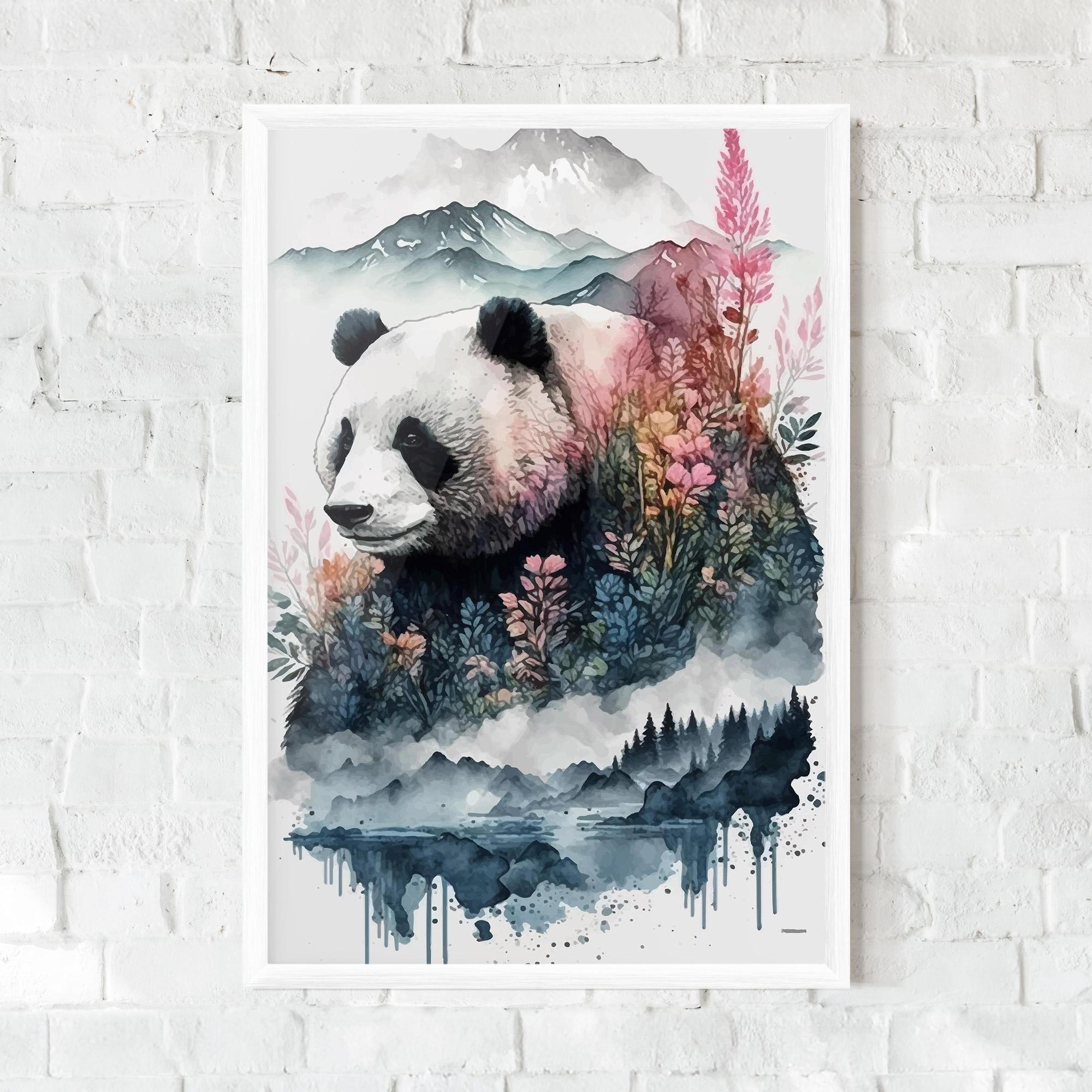 Gerahmte Poster Panda Art mockup 0