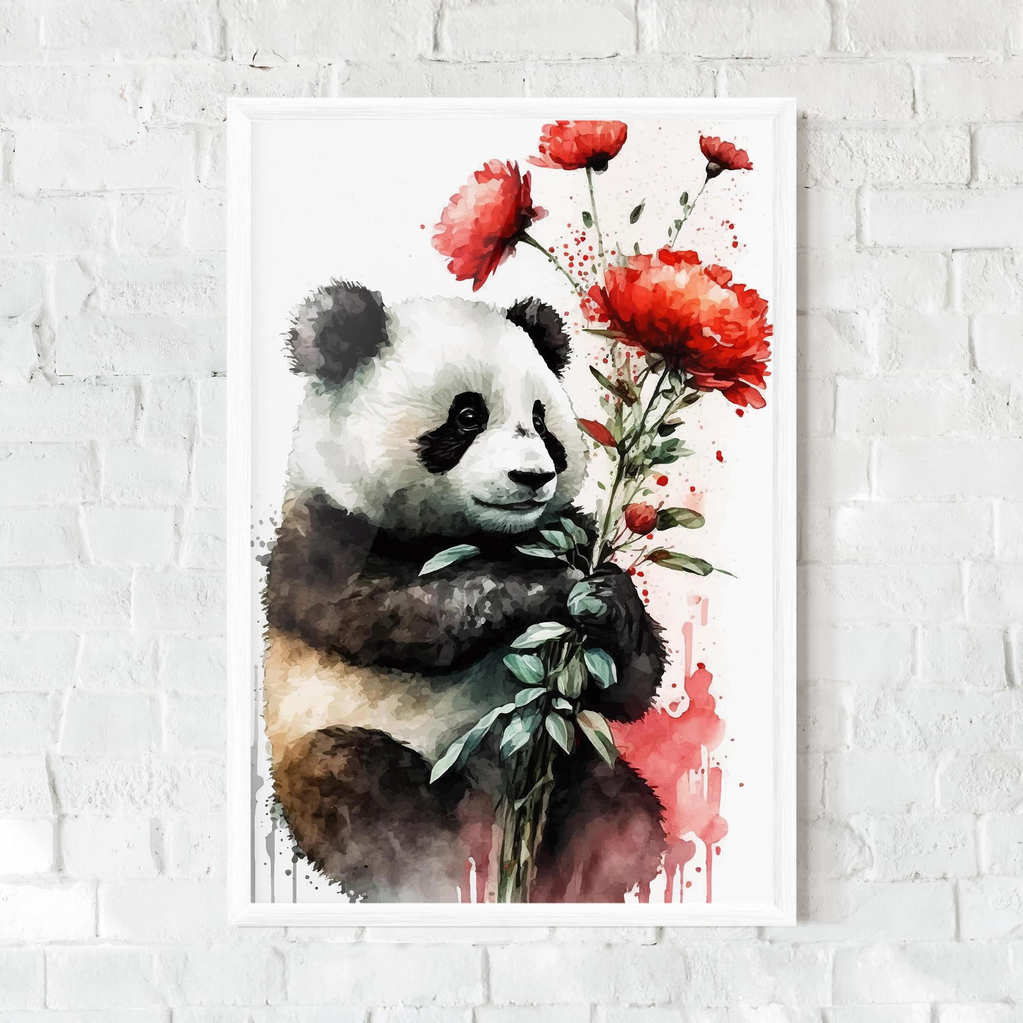 Gerahmte Poster Red Flower Panda mockup 0