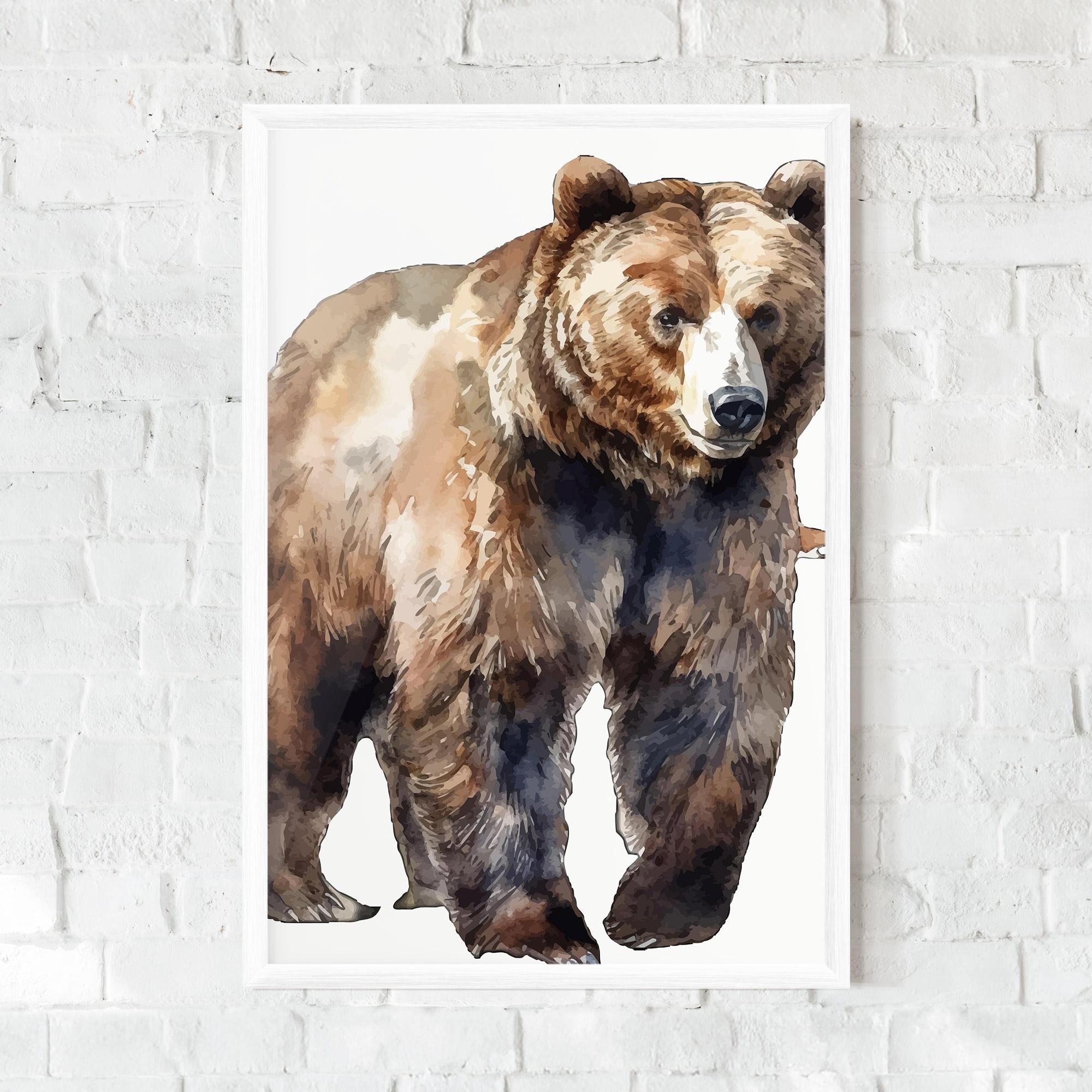 Gerahmte Poster Watercolor Bear Art mockup 0