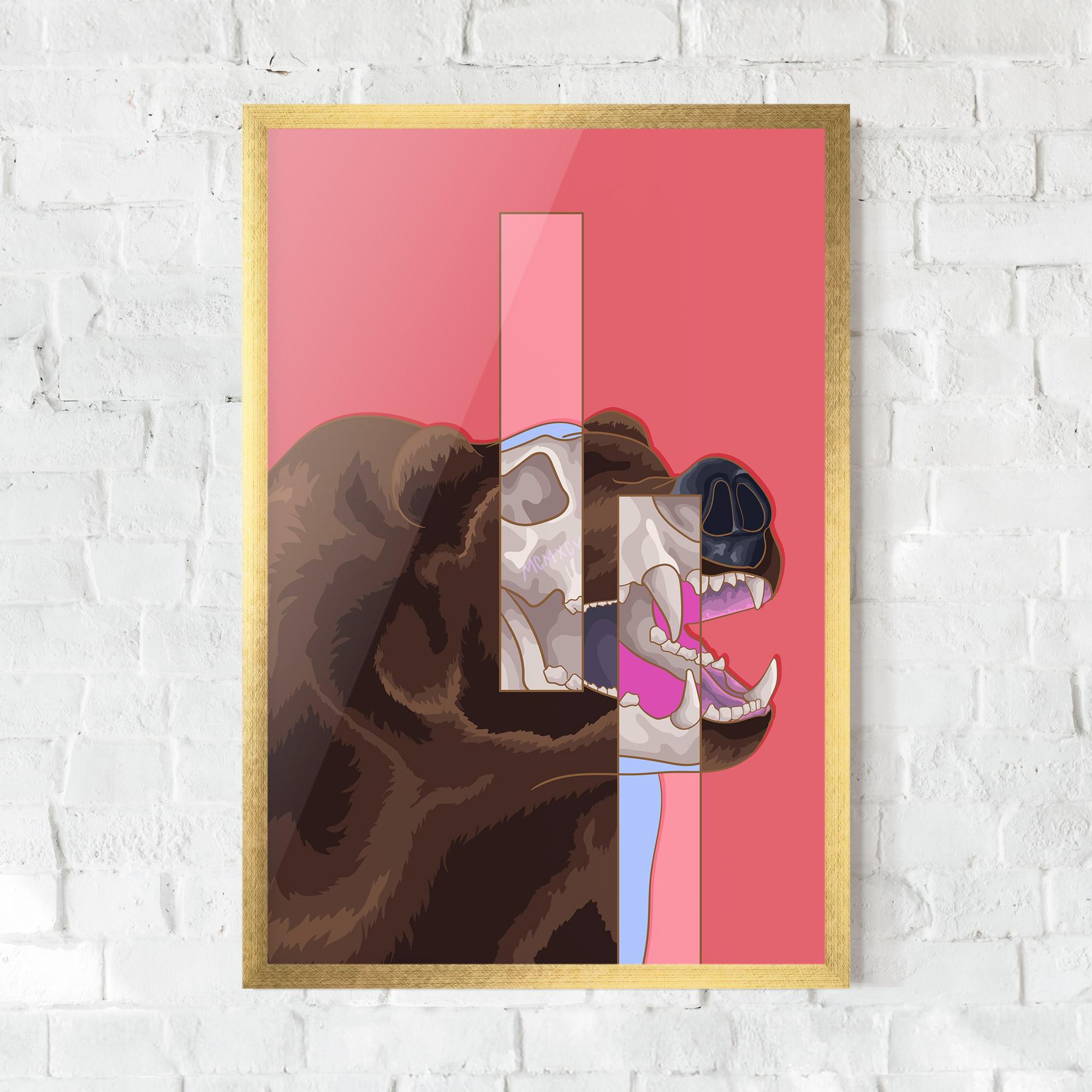 Gerahmte Poster Bear Bone Art mockup 0