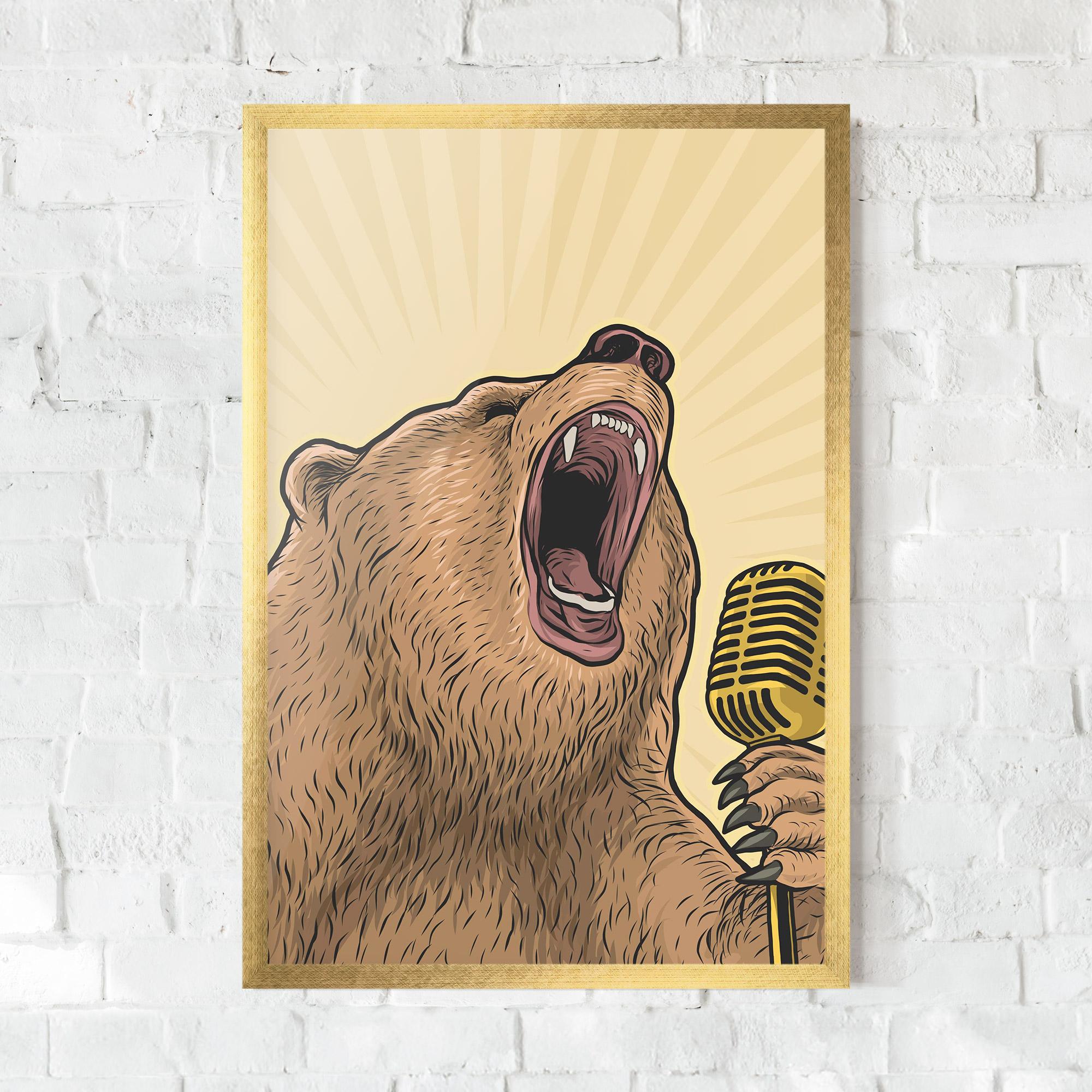 Gerahmte Poster Bear Singing mockup 0