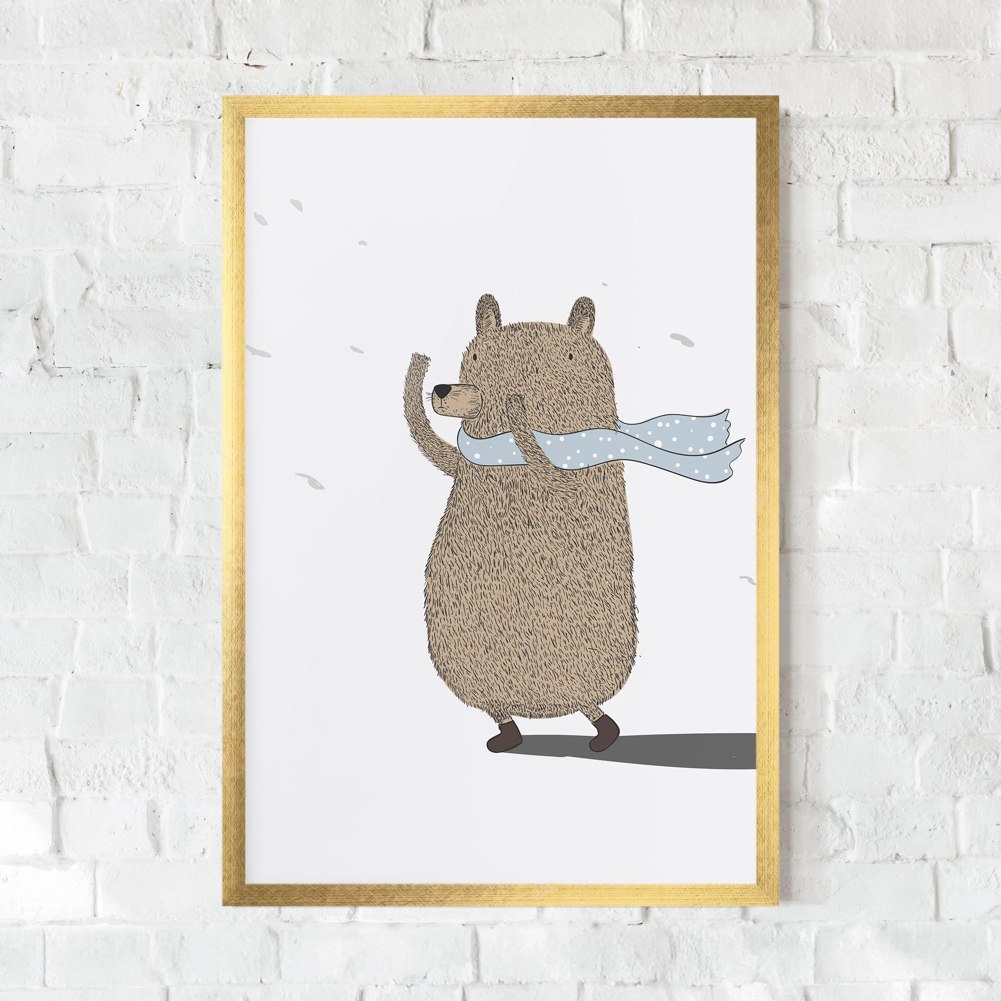 Gerahmte Poster Bear Wearing A Scarf mockup 0