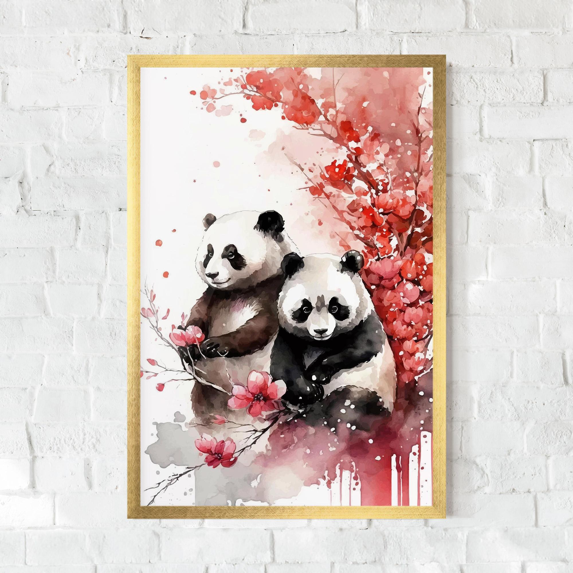 Gerahmte Poster Blossom Panda mockup 0