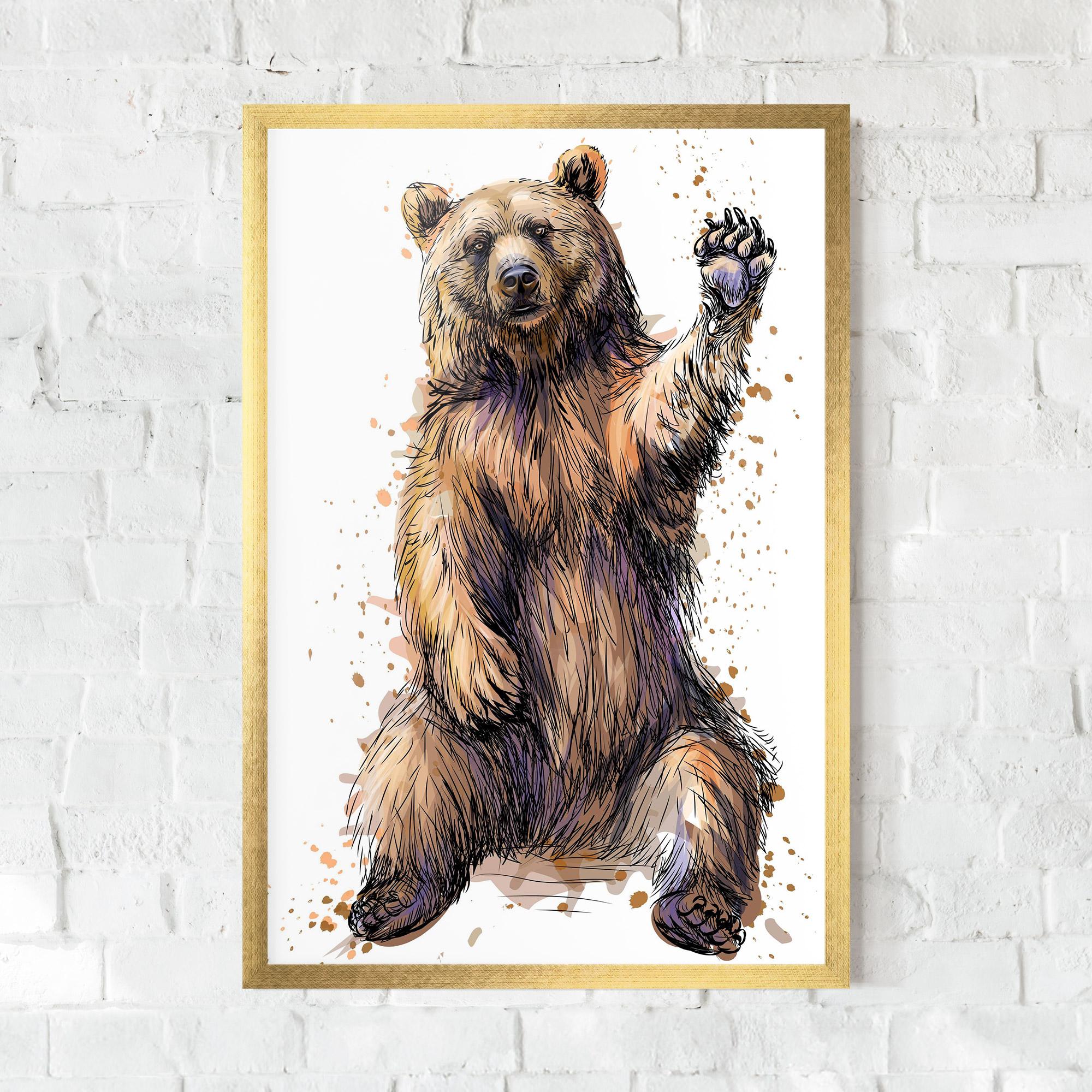 Gerahmte Poster Brown Purple Bear mockup 0