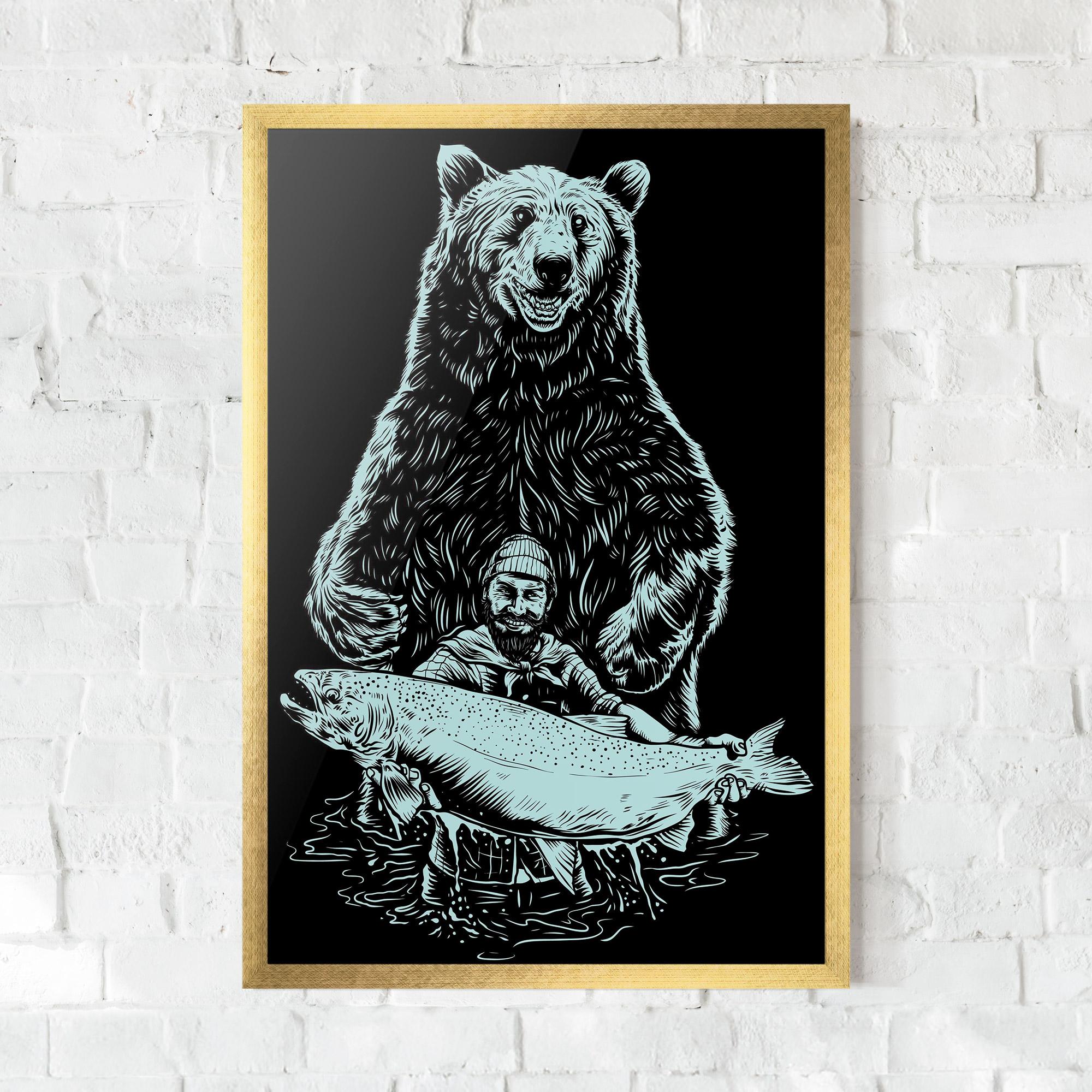 Gerahmte Poster Fishing Bear mockup 0