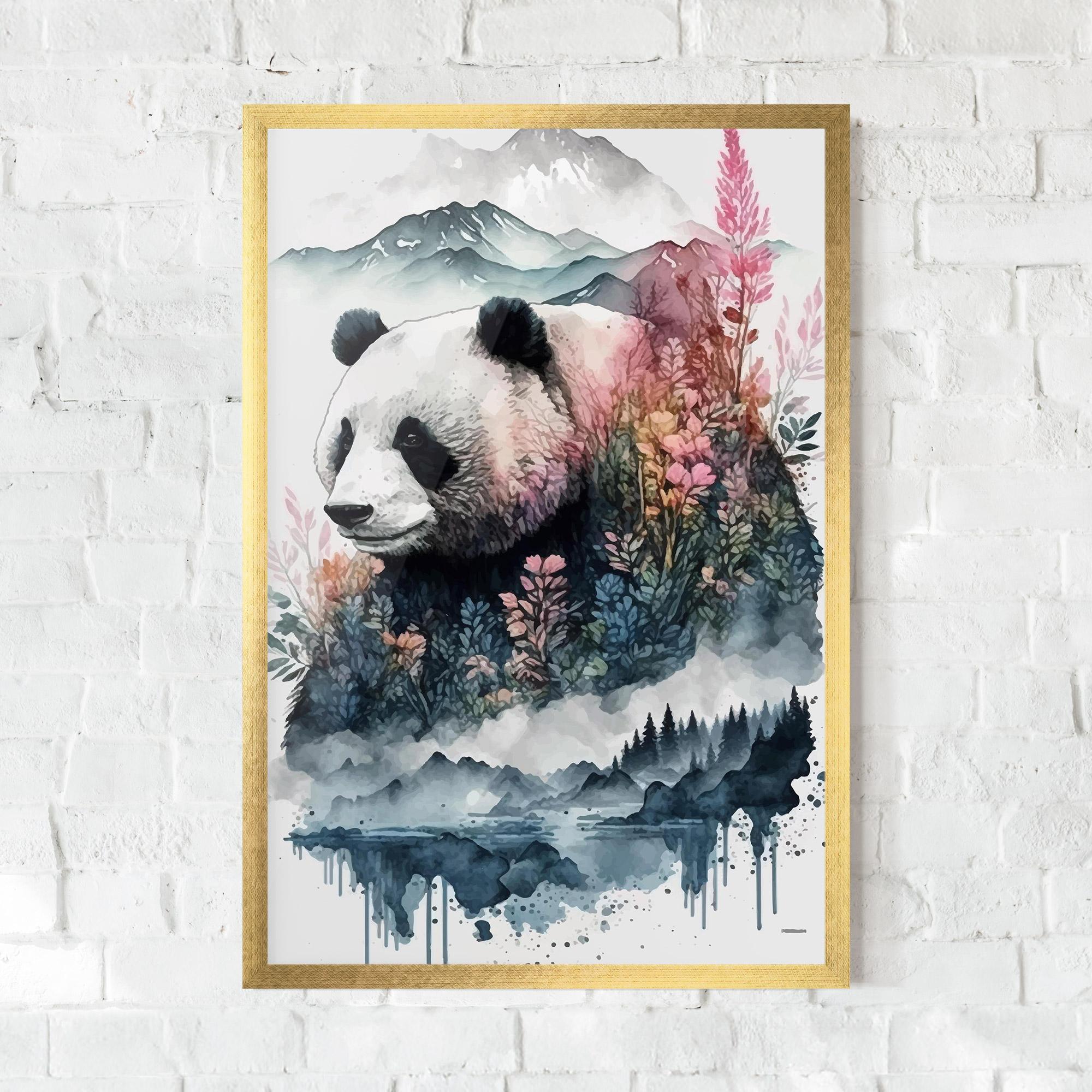 Gerahmte Poster Panda Art mockup 0
