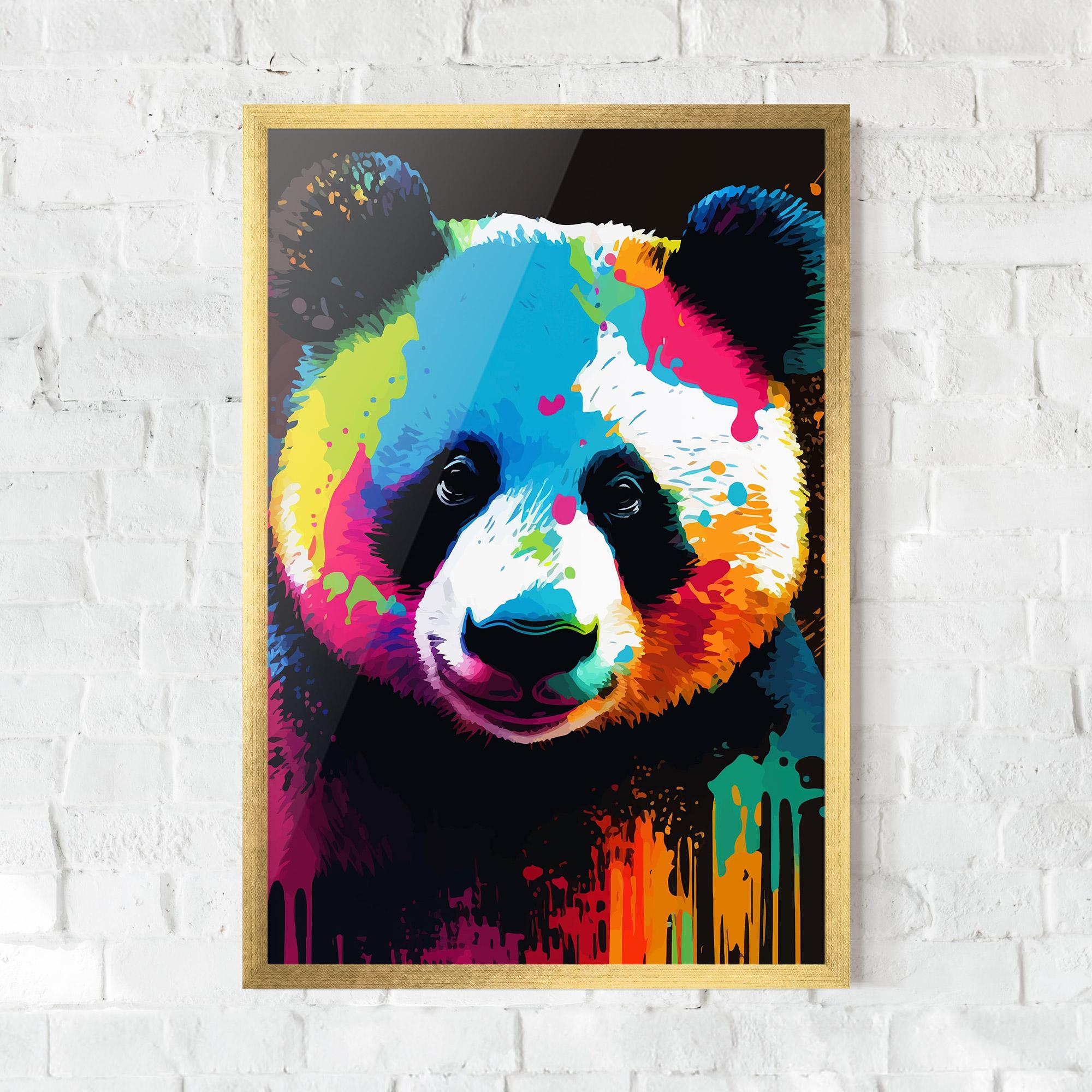 Gerahmte Poster Panda Color Art mockup 0