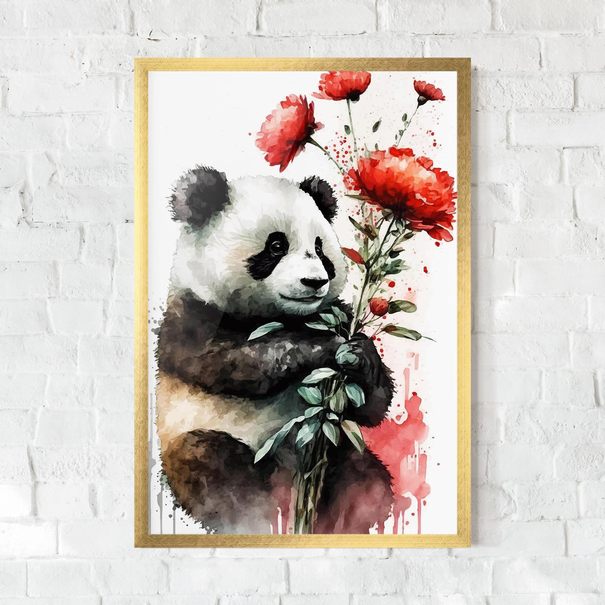 Gerahmte Poster Red Flower Panda mockup 0