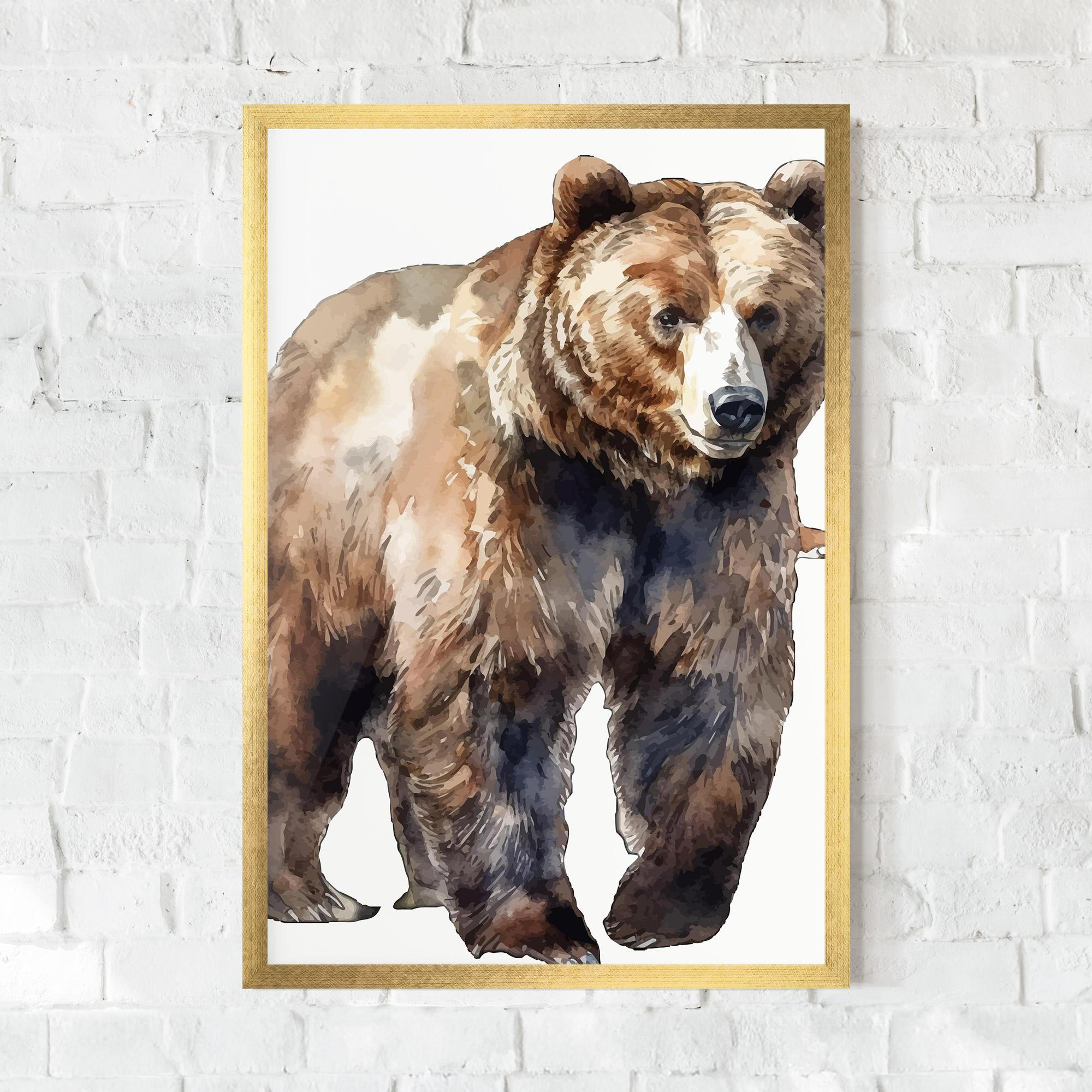 Gerahmte Poster Watercolor Bear Art mockup 0