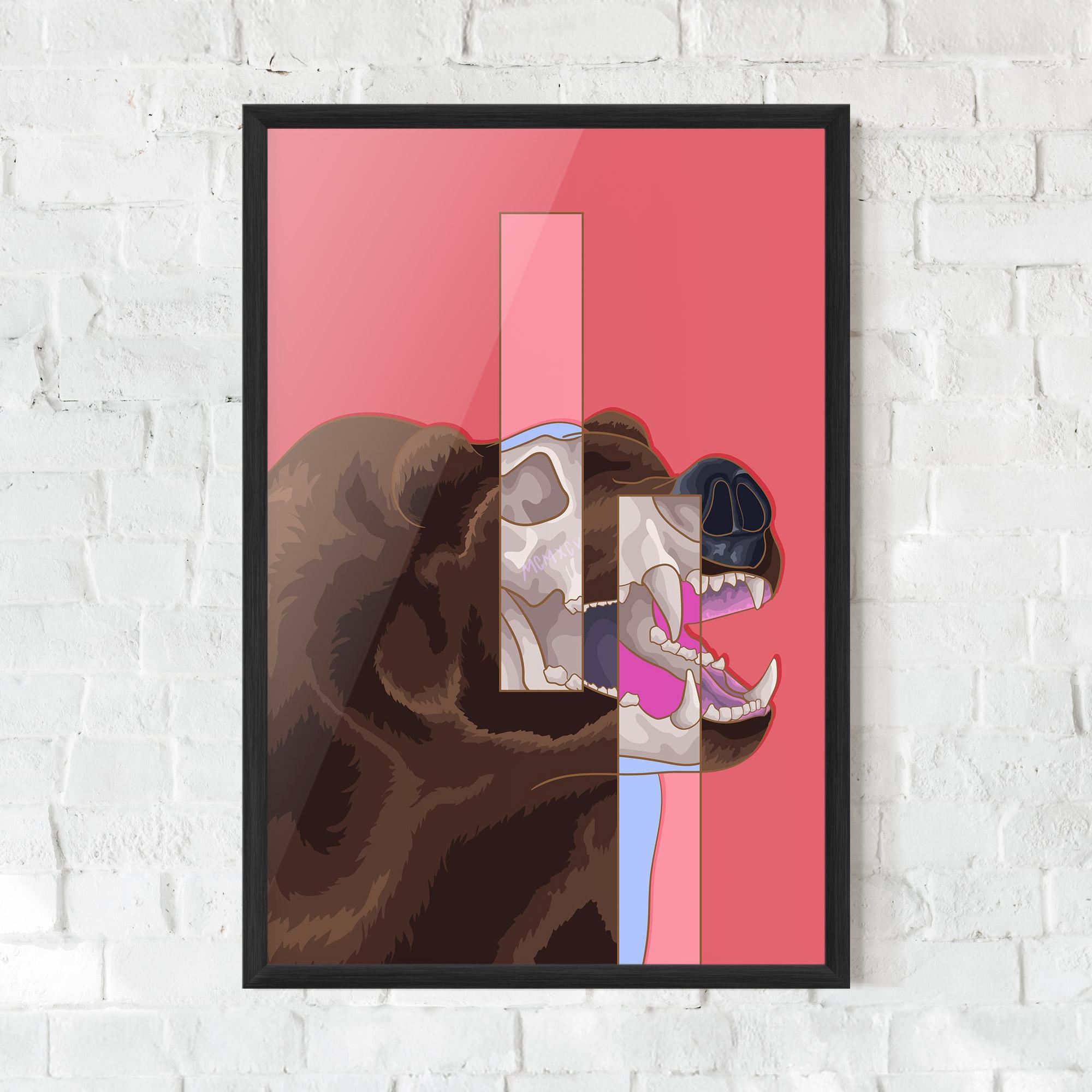 Gerahmte Poster Bear Bone Art mockup 0