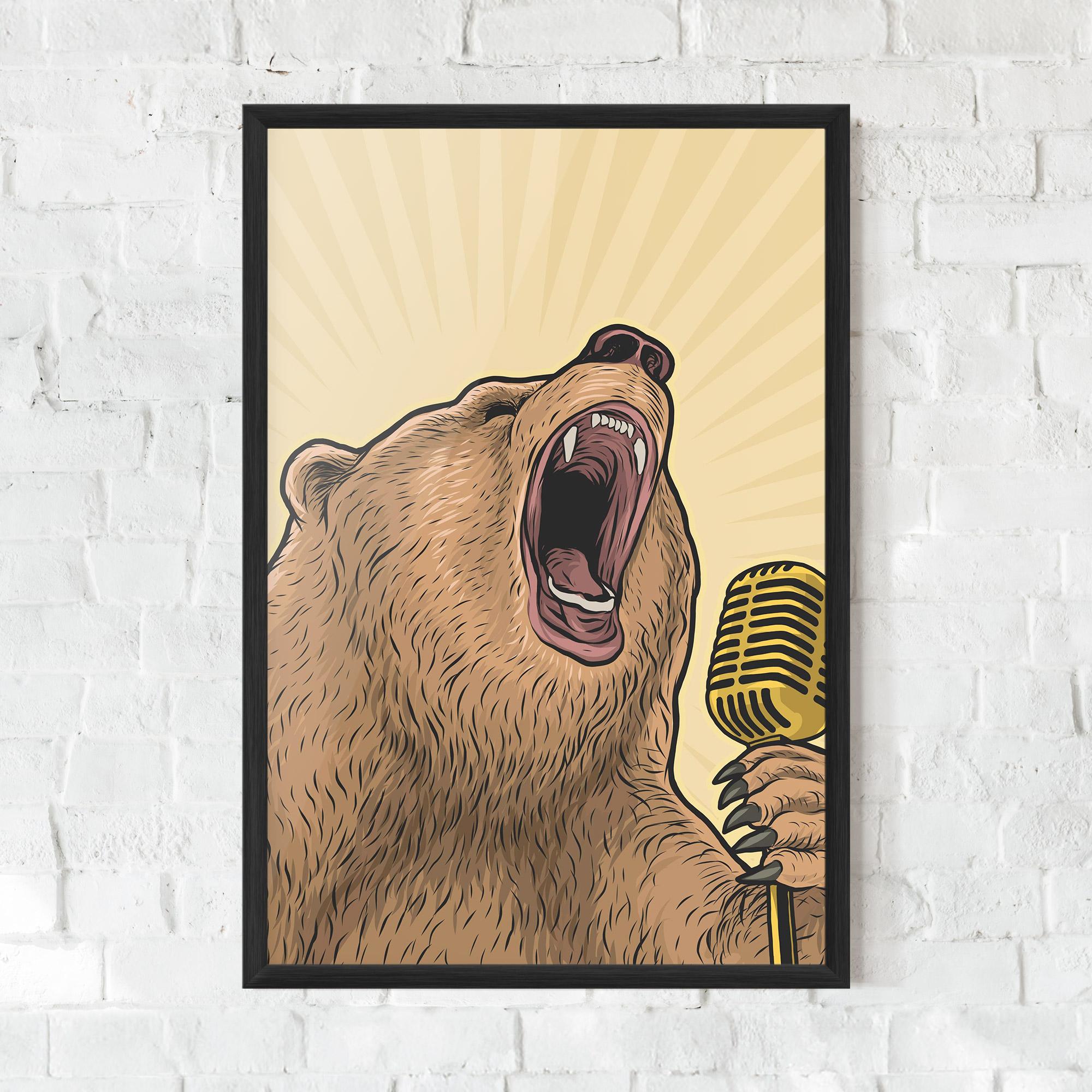 Gerahmte Poster Bear Singing mockup 0