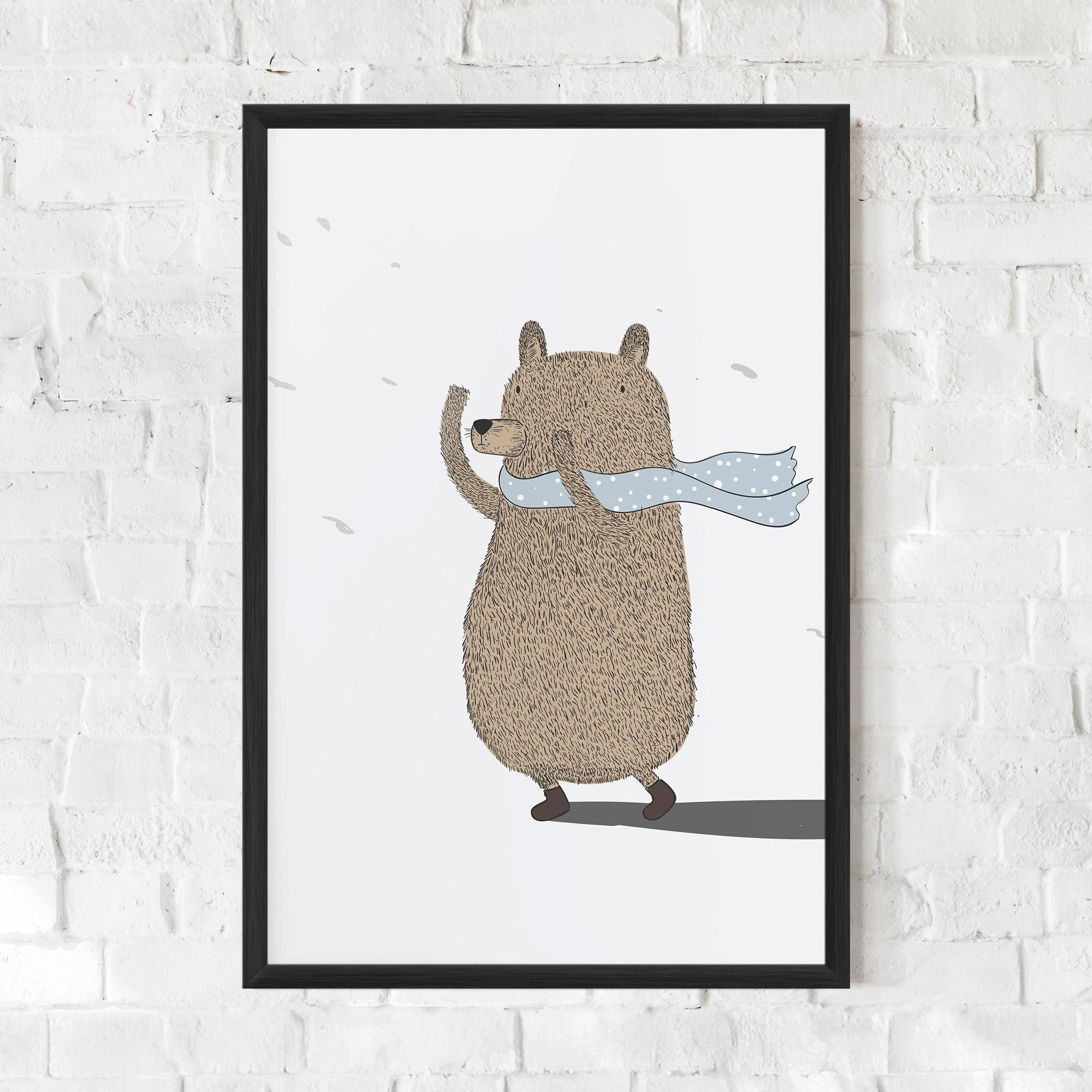Gerahmte Poster Bear Wearing A Scarf mockup 0